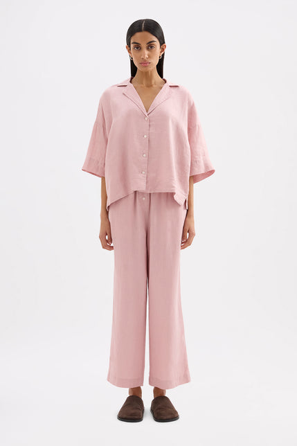 Lounge Linen Crop Pant Blush 