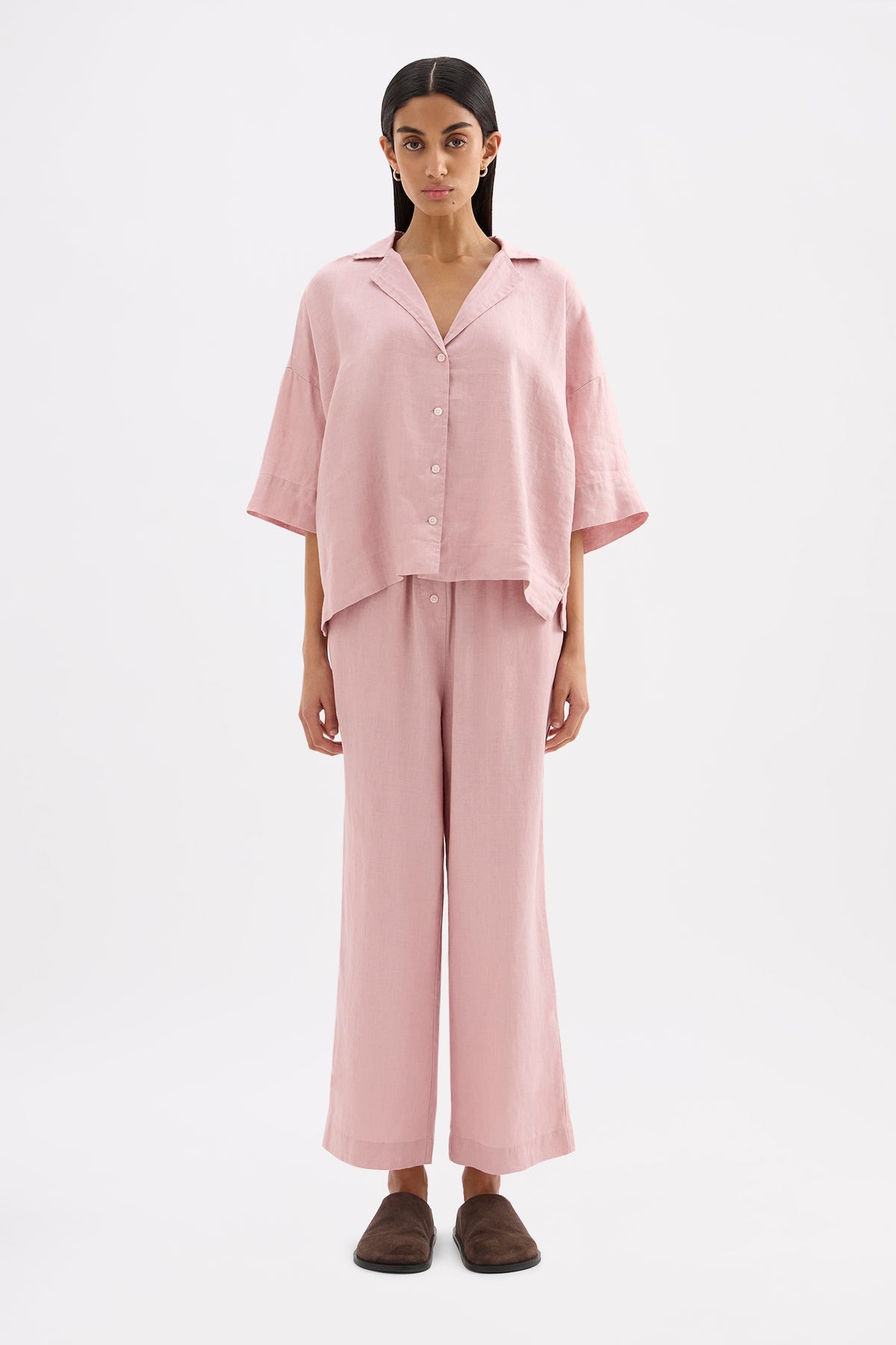 Lounge Linen Shirt & Crop Pant Set 