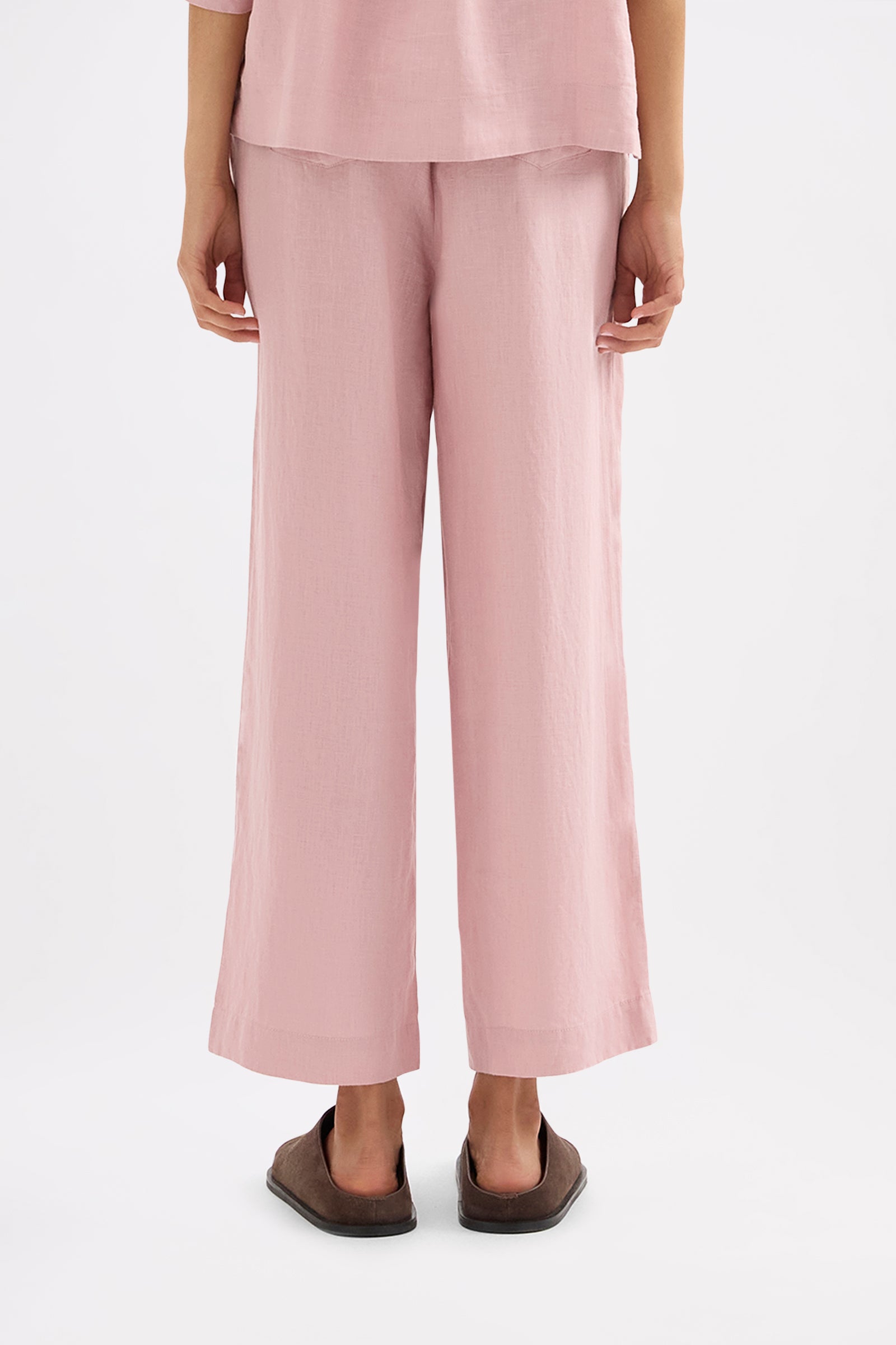 Lounge Linen Crop Pant Blush 