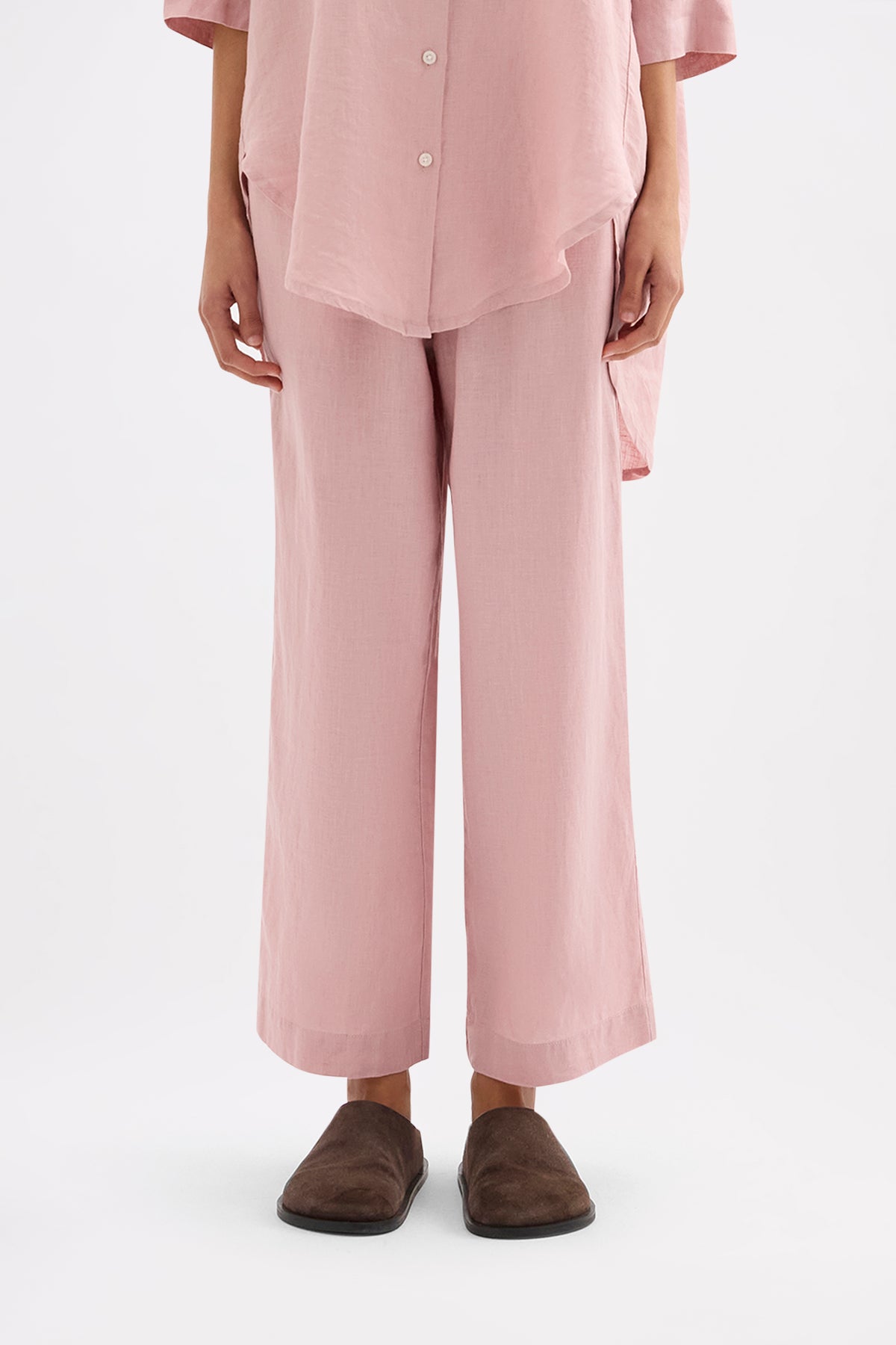 Lounge Linen Longline Shirt & Crop Pant Set 
