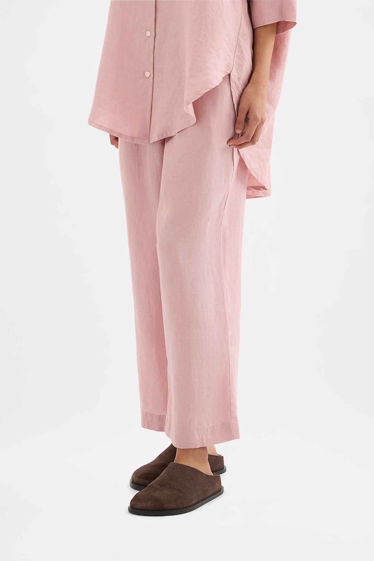 Lounge Linen Longline Shirt & Crop Pant Set 