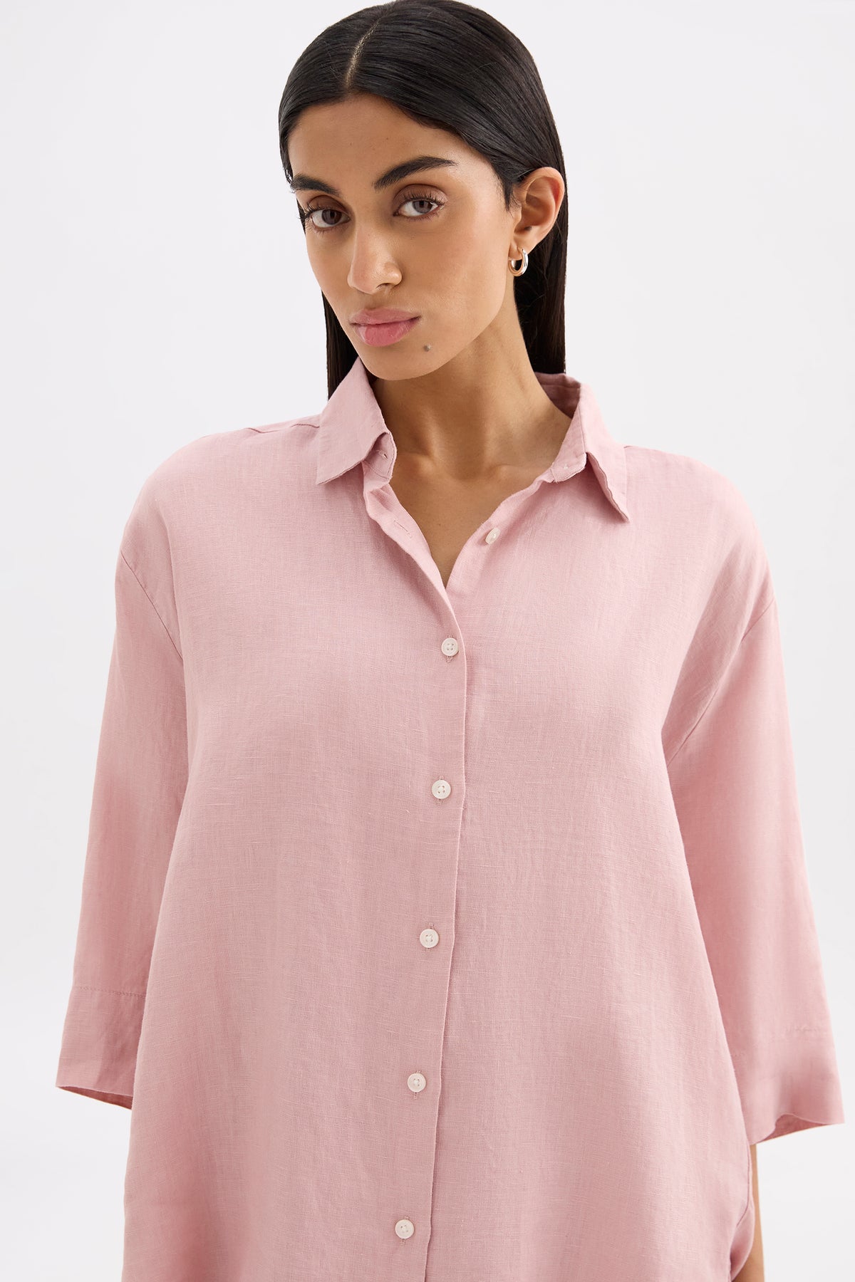 Lounge Linen Longline Shirt & Crop Pant Set 