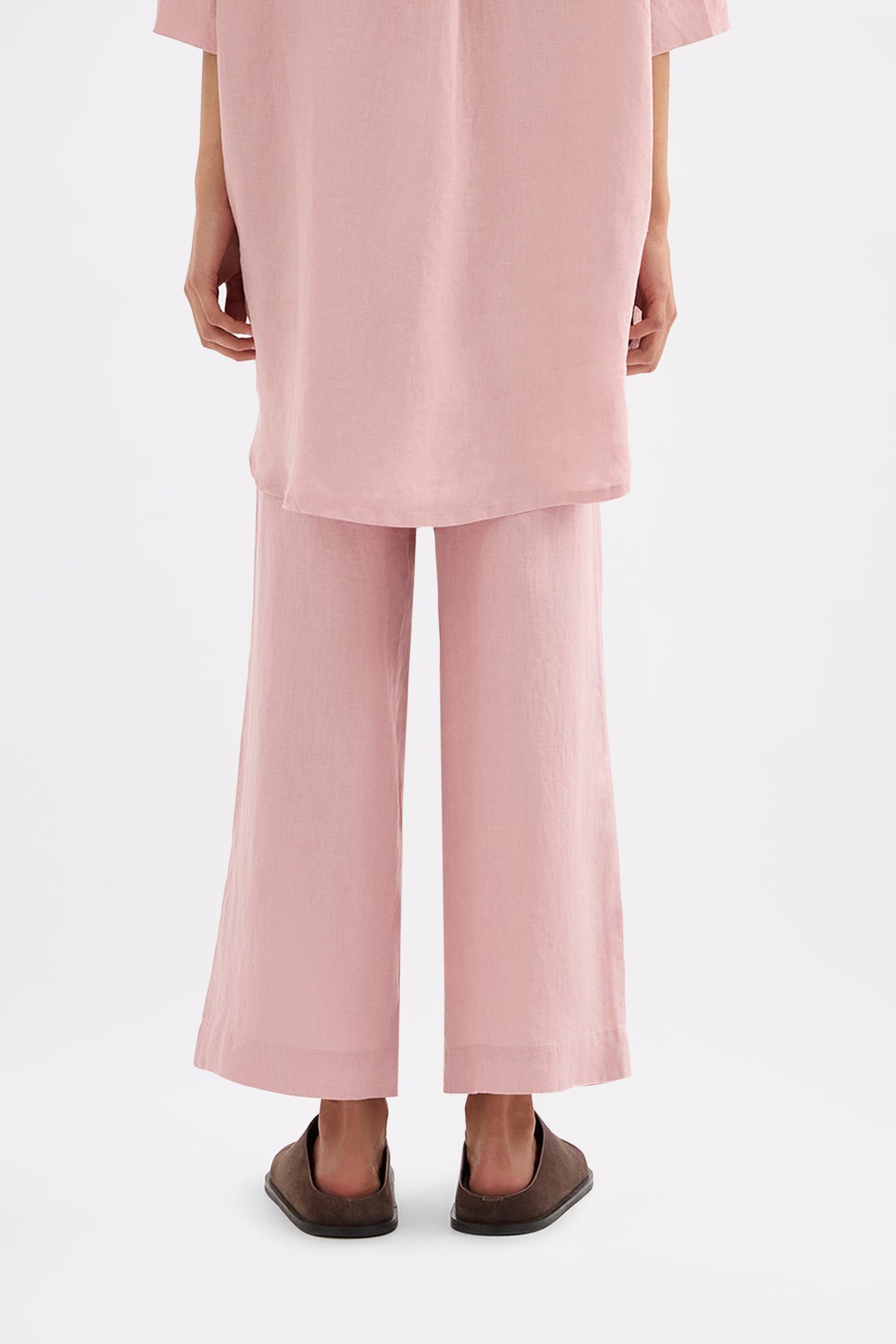 Lounge Linen Longline Shirt & Crop Pant Set 