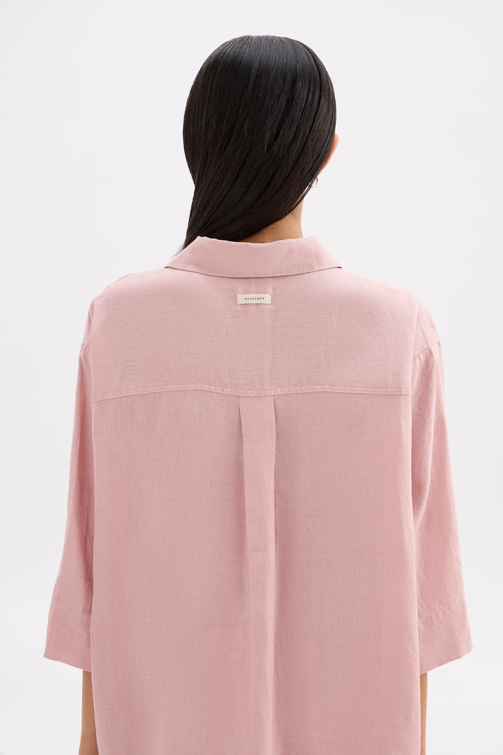Lounge Linen Longline Shirt Blush 