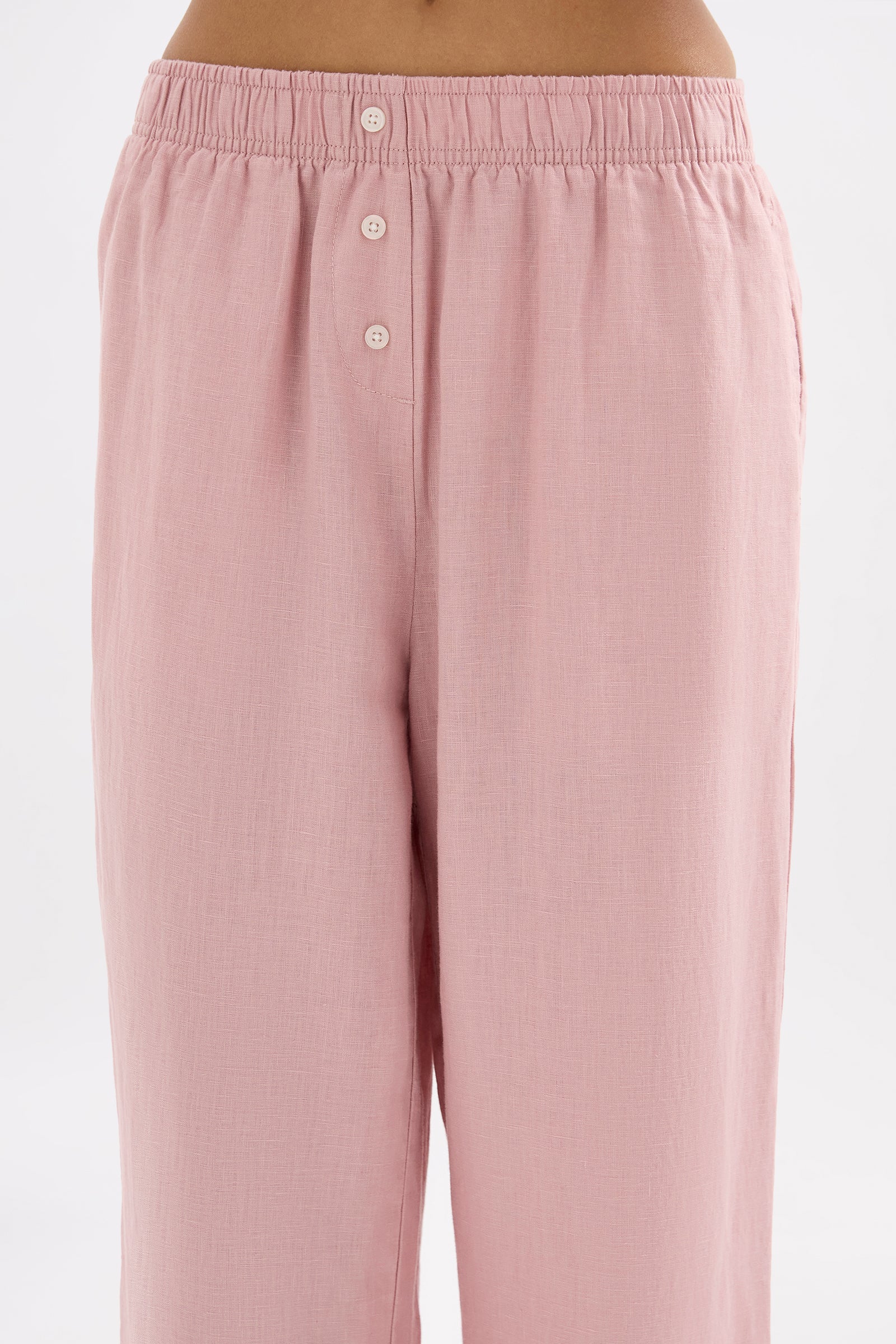 Lounge Linen Crop Pant Blush 