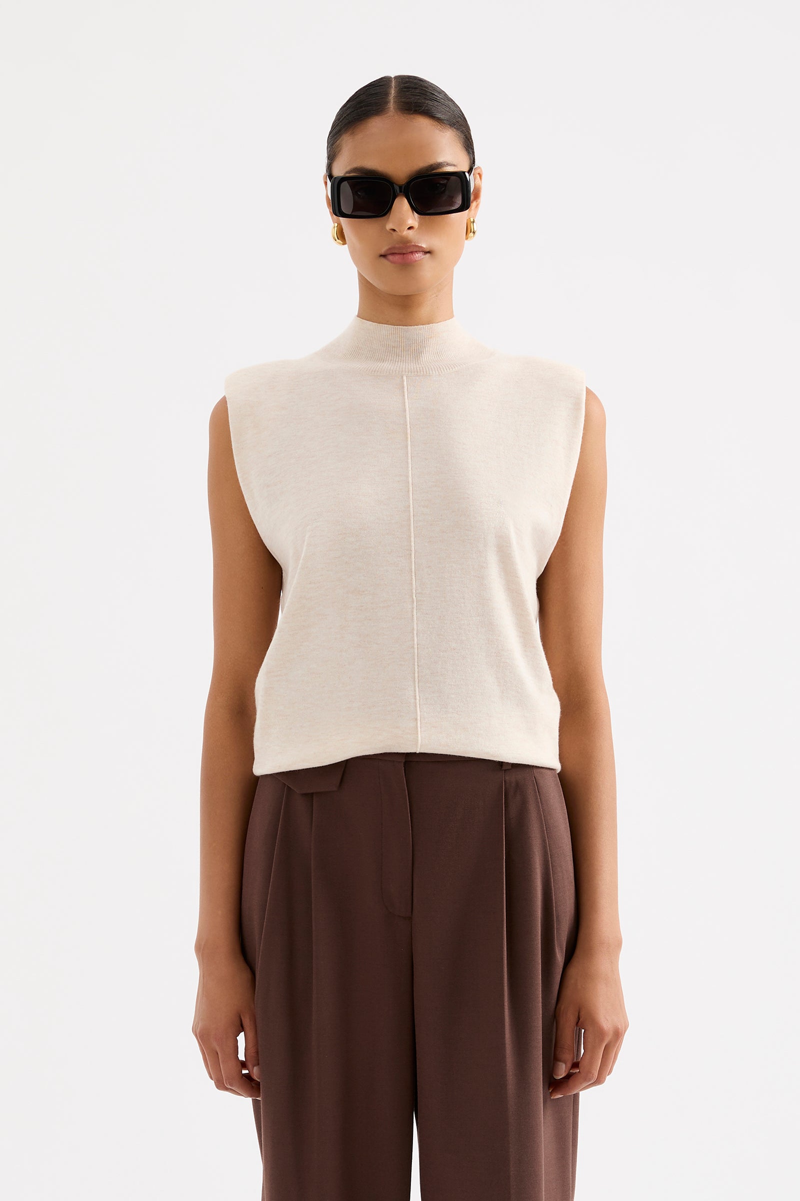 Rae Knit Tank Cream Marle 