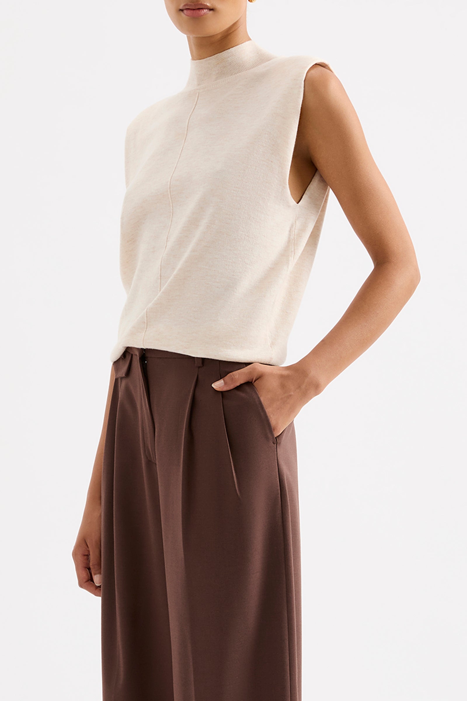 Rae Knit Tank Cream Marle 