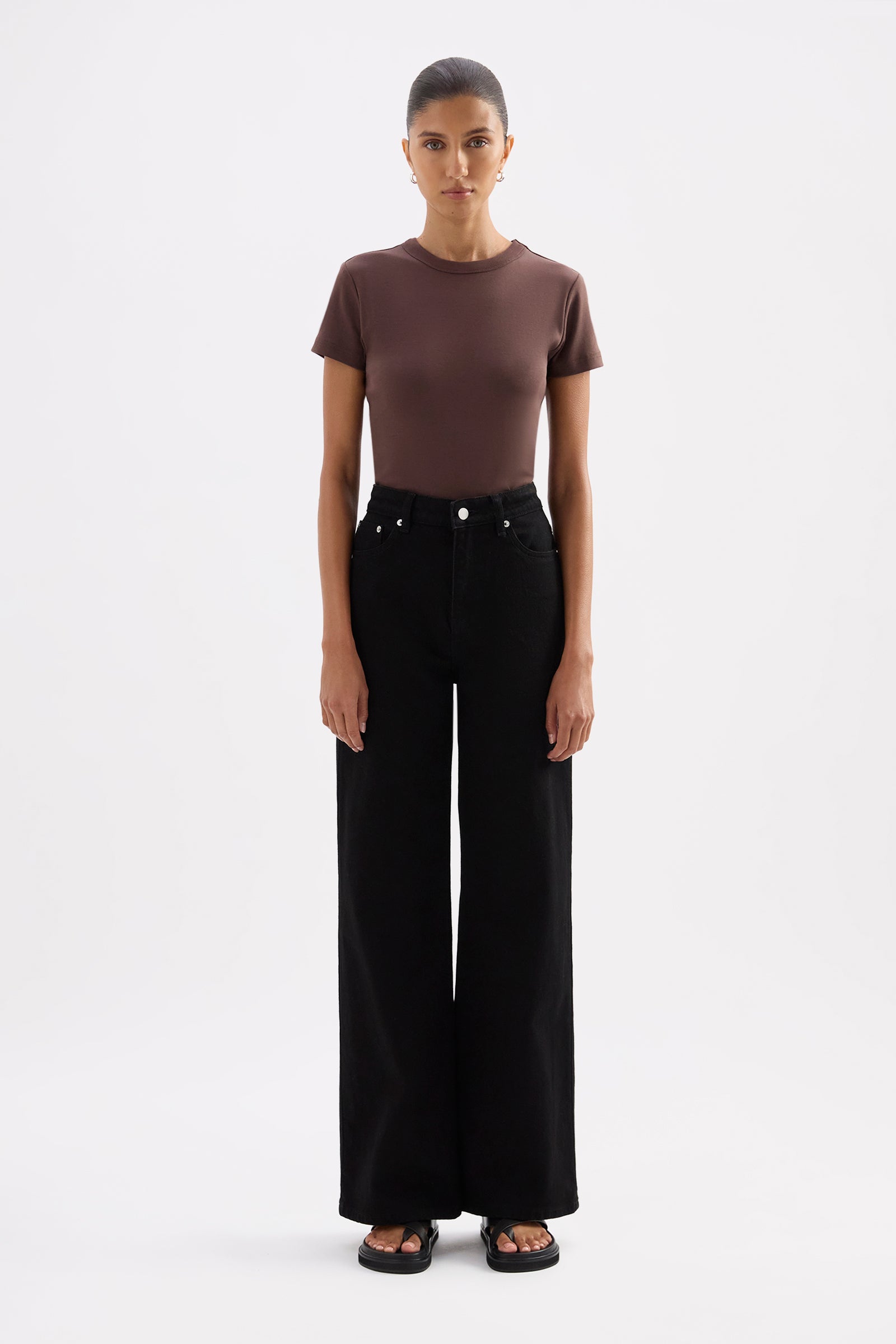 Organic Stretch Wide Leg Jean Black 