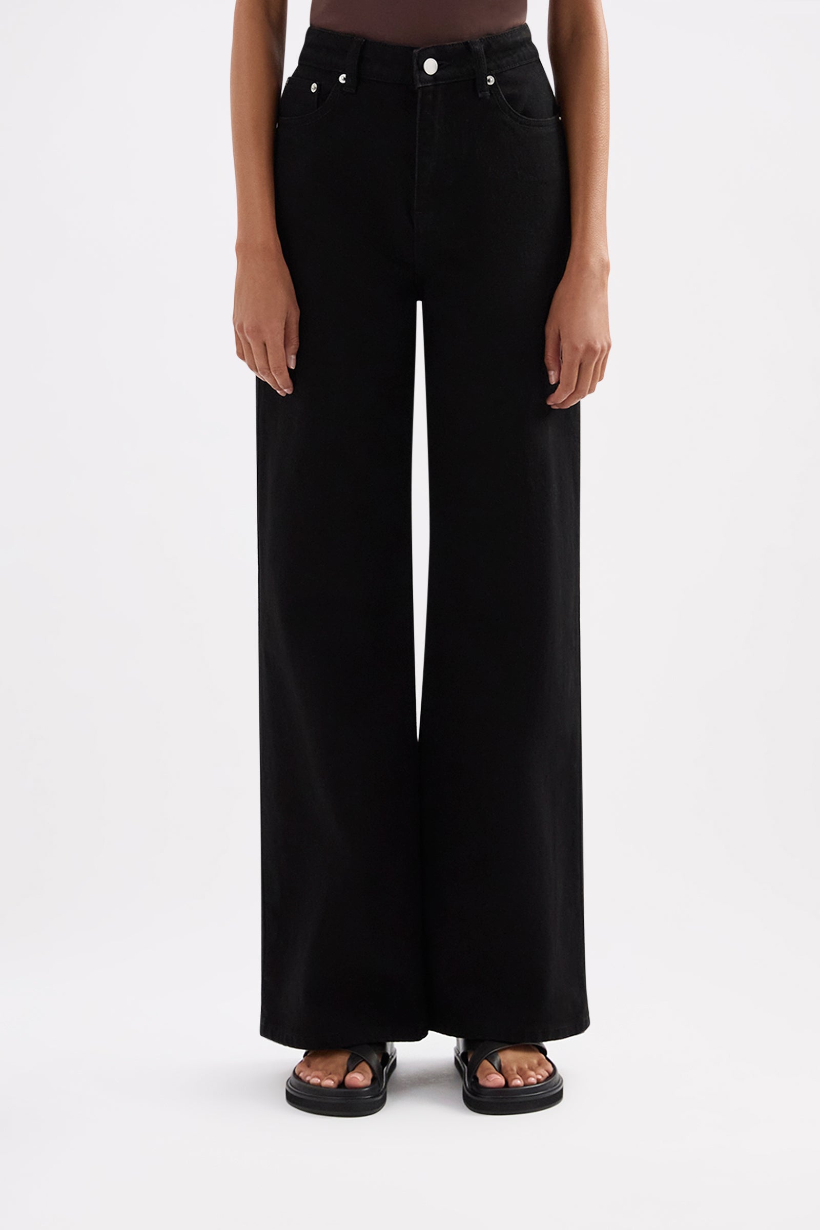 Organic Stretch Wide Leg Jean Black 