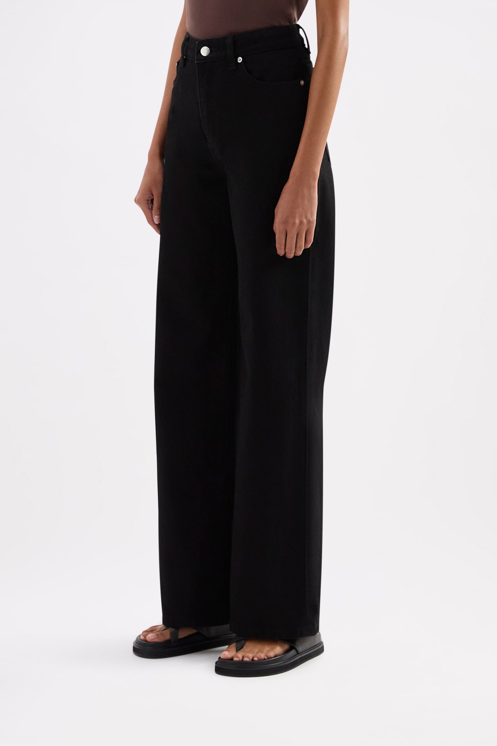 Organic Stretch Wide Leg Jean Black 