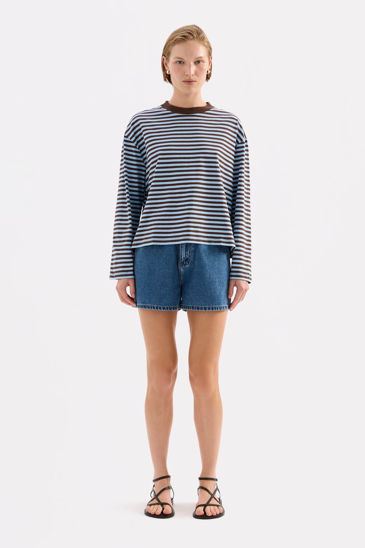 Organic Stripe Ls Tee Bermuda Stripe 