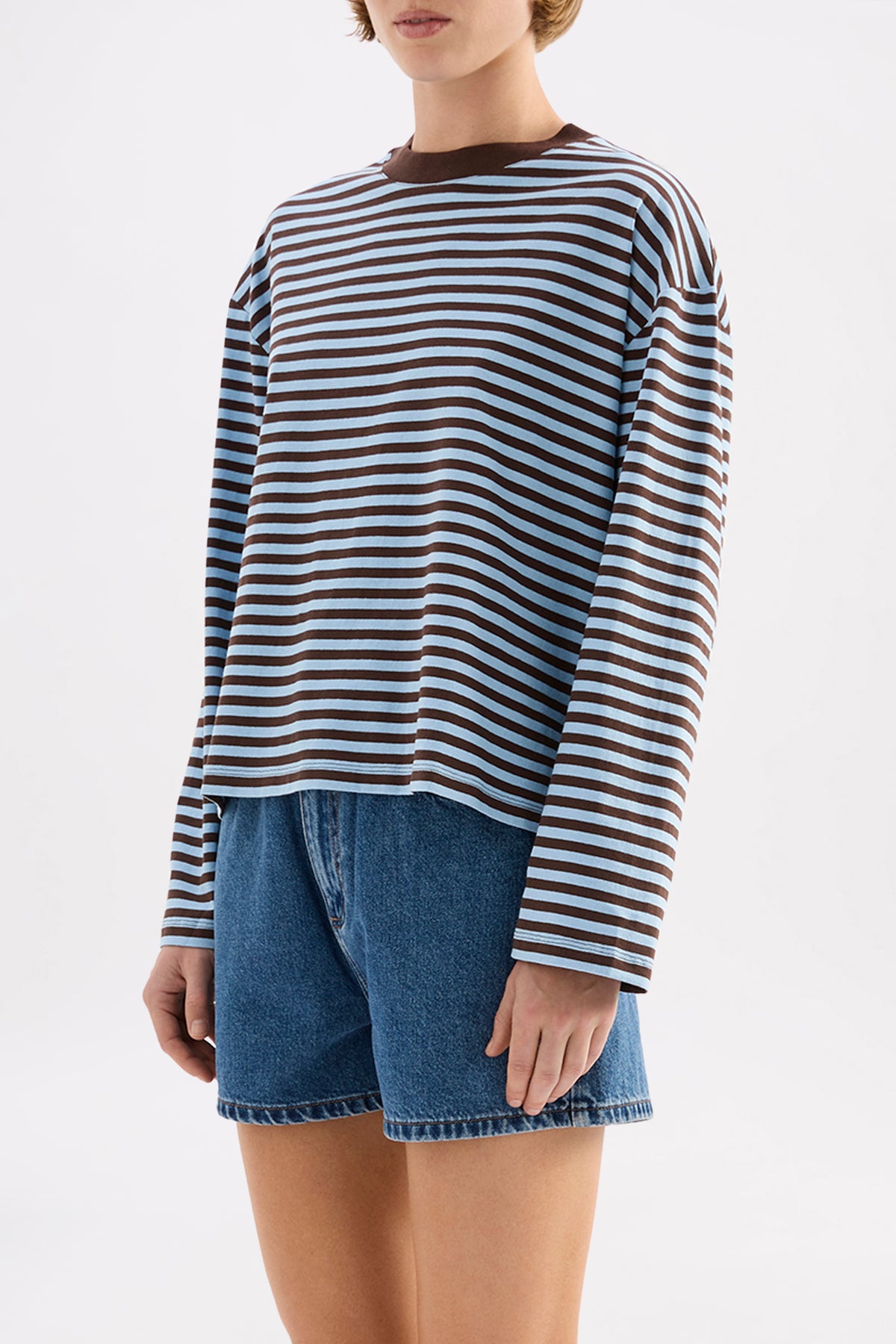 Organic Stripe Ls Tee Bermuda Stripe 