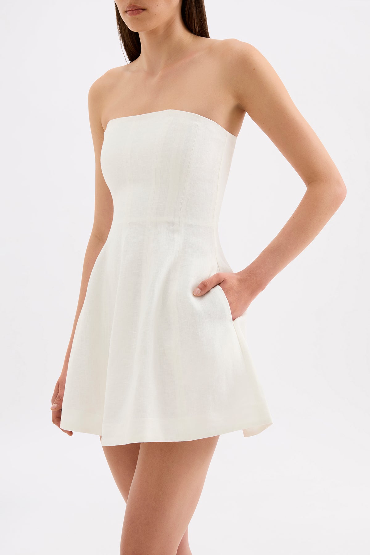 Bronte Linen Mini Dress White 