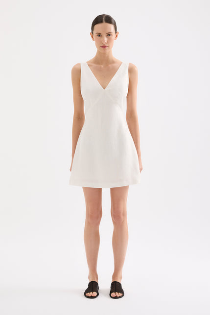 Blair Linen Mini Dress White 
