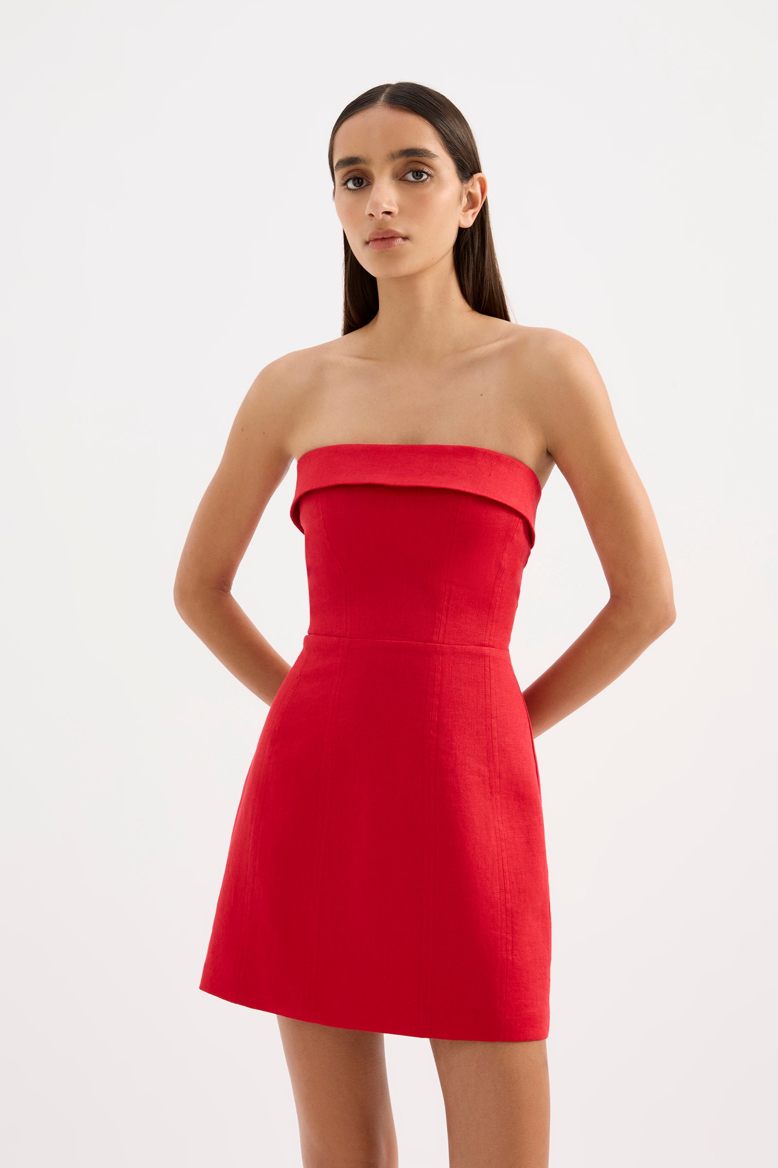 Lyra Linen Dress Vermillion 