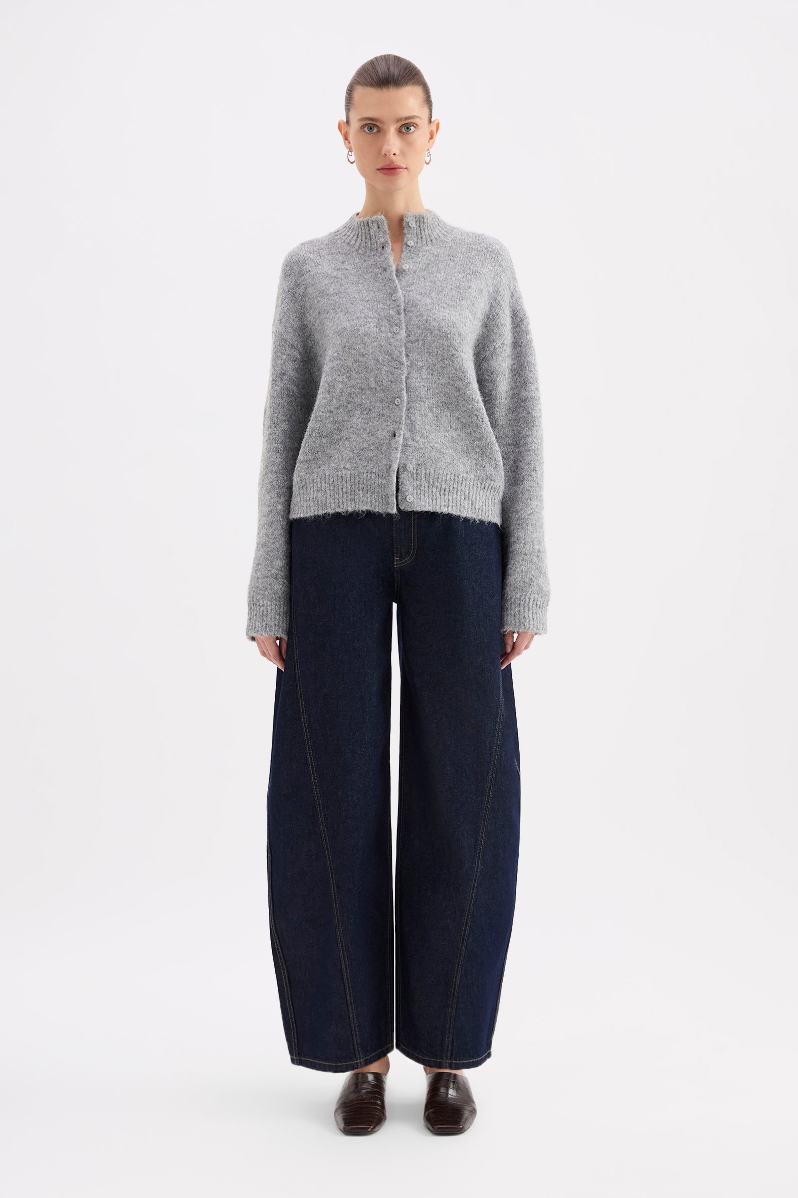 Sia Knit Cardigan Grey Marle 