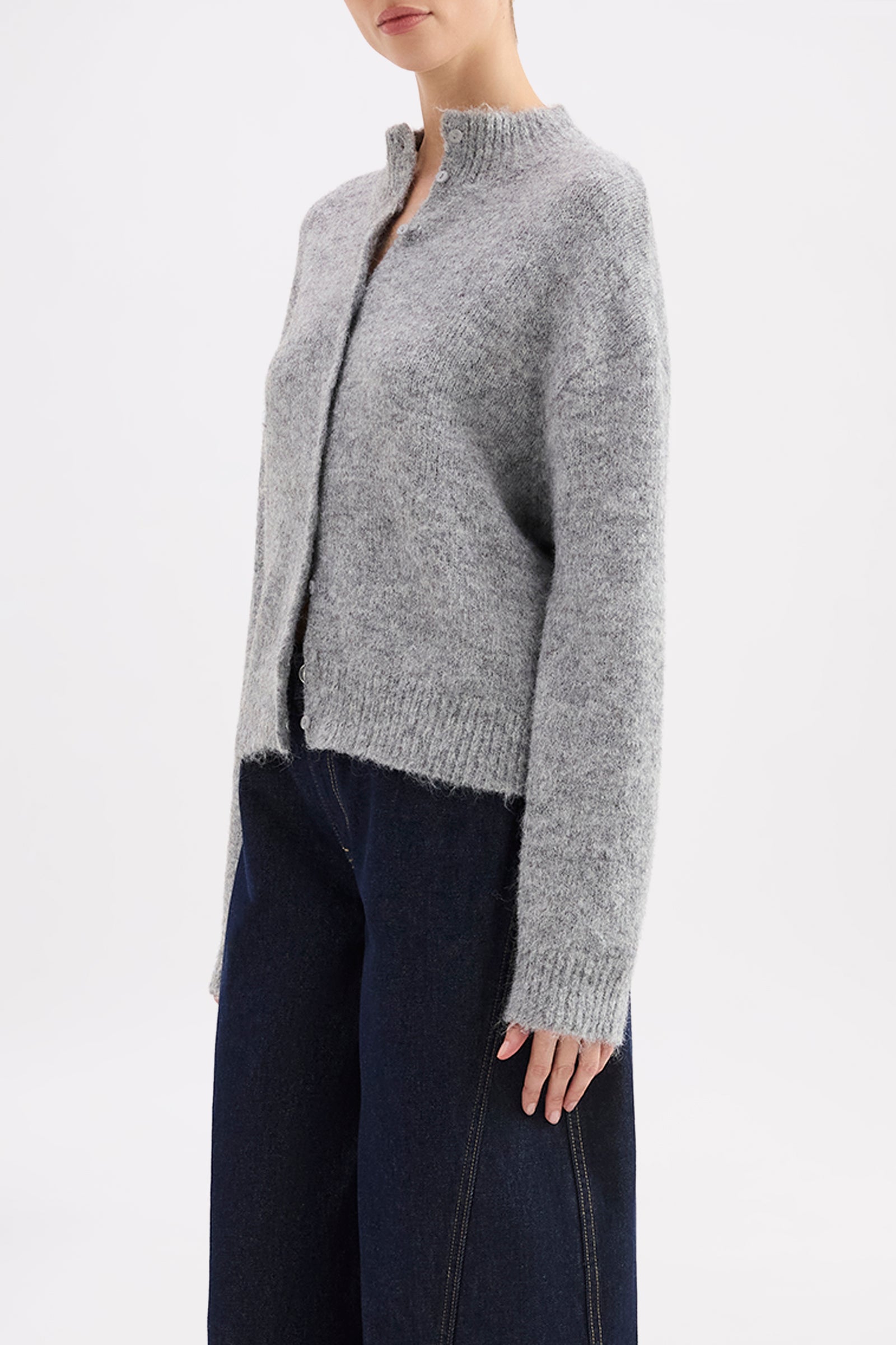 Sia Knit Cardigan Grey Marle 