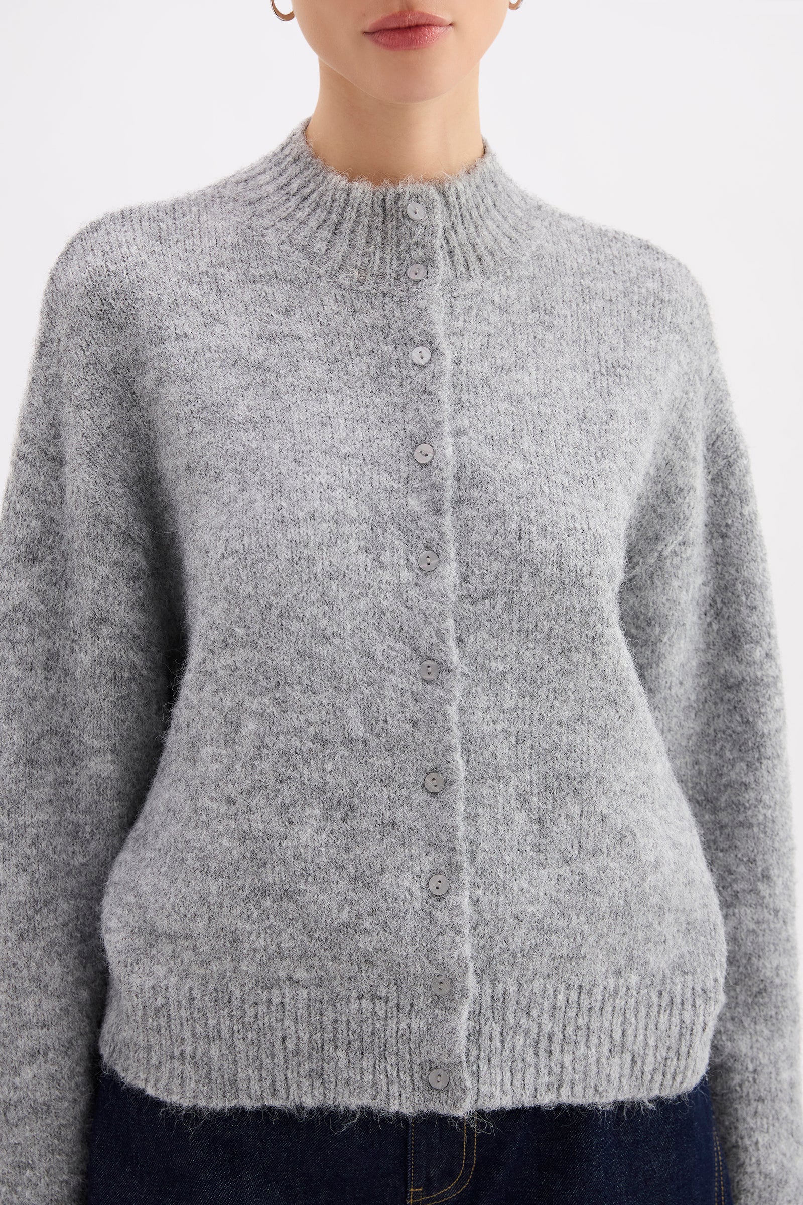 Sia Knit Cardigan Grey Marle 