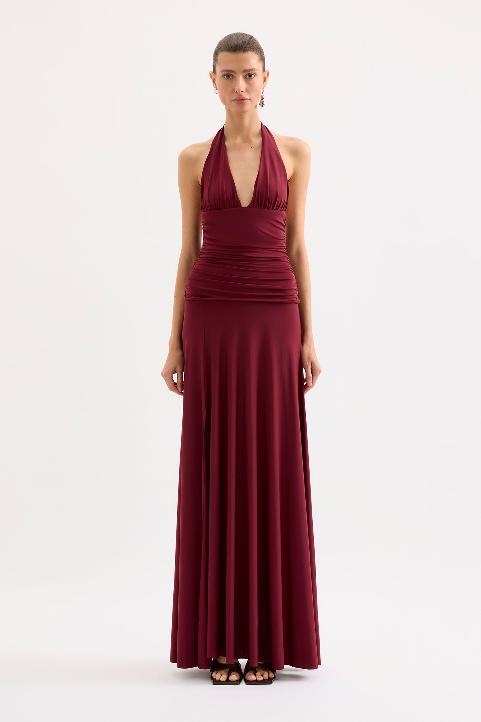 Safiya Halter Dress Wine 