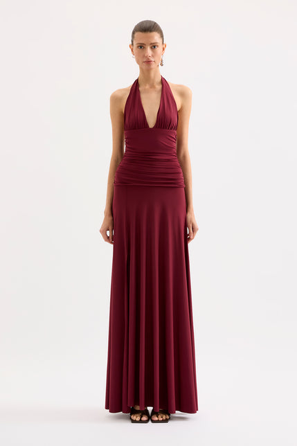 Safiya Halter Dress Wine 