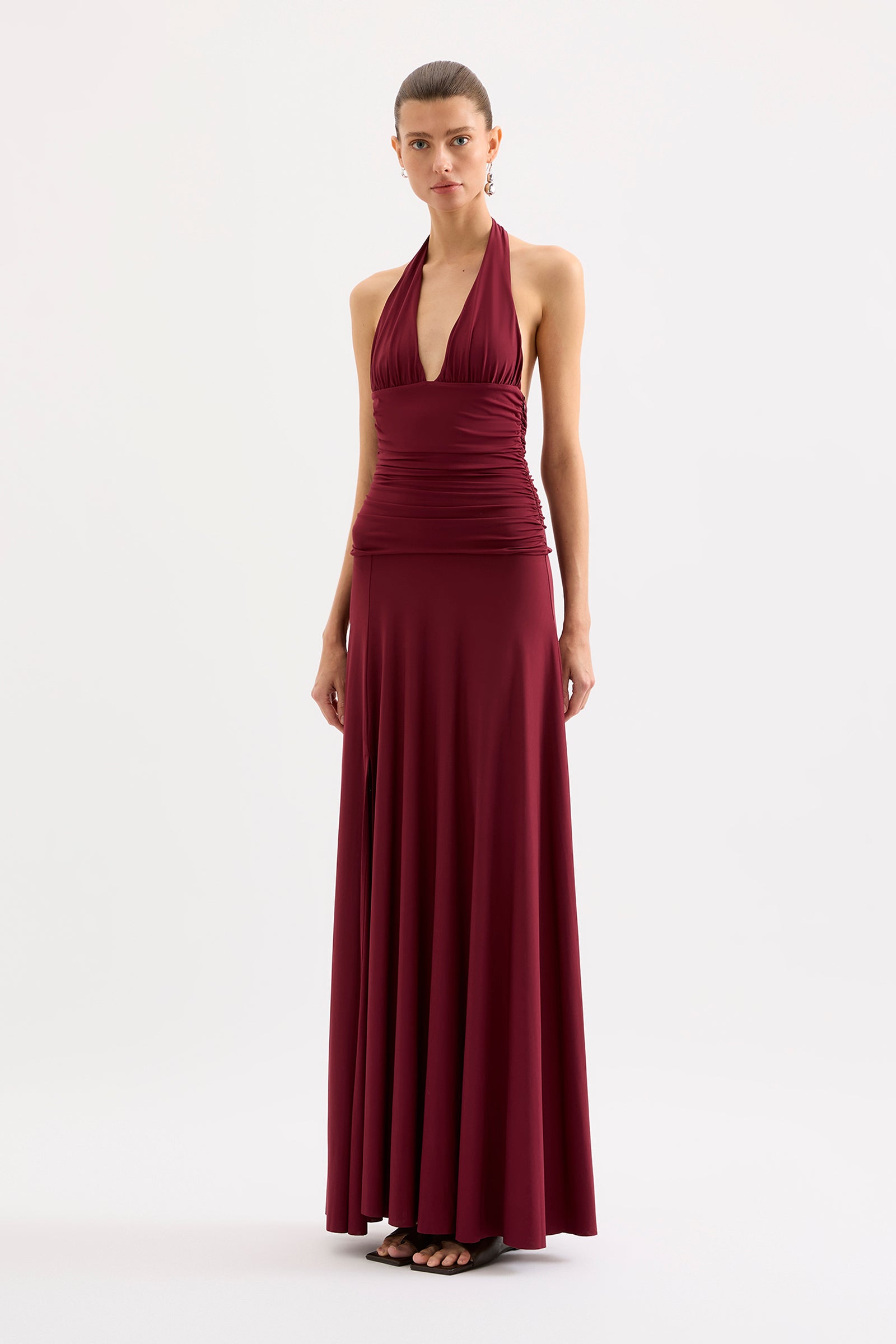 Safiya Halter Dress Wine 