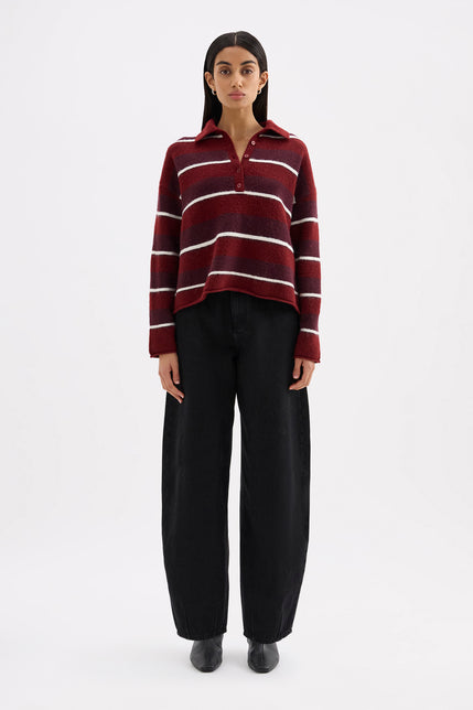 Maia Rugby Knit Mulberry Stripe 