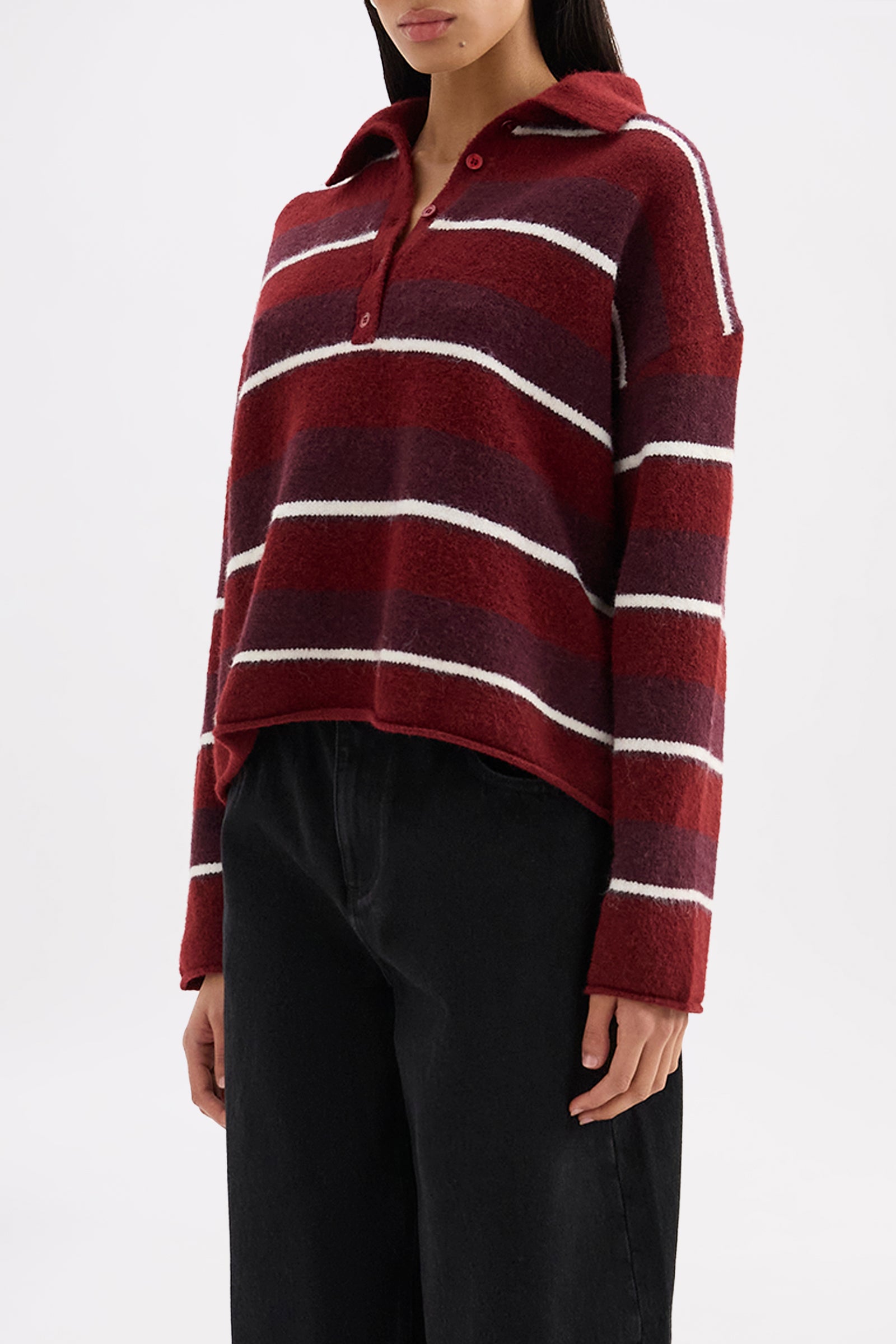 Maia Rugby Knit Mulberry Stripe 