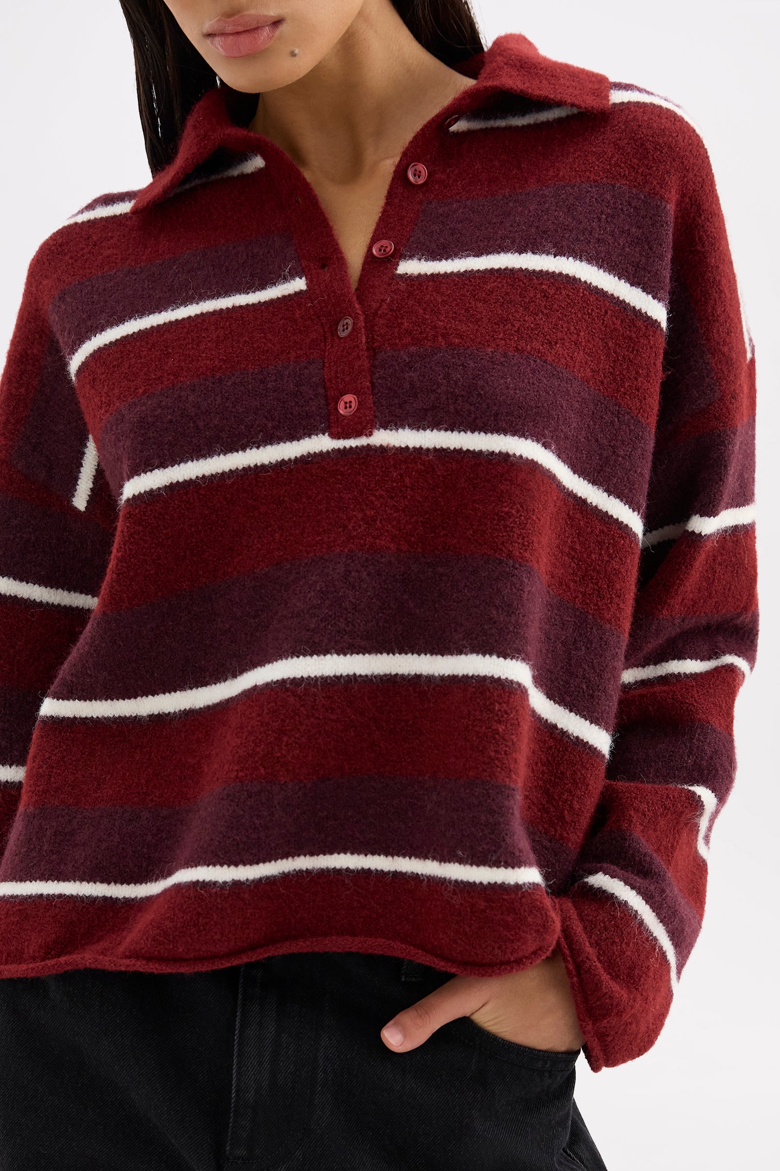 Maia Rugby Knit Mulberry Stripe 