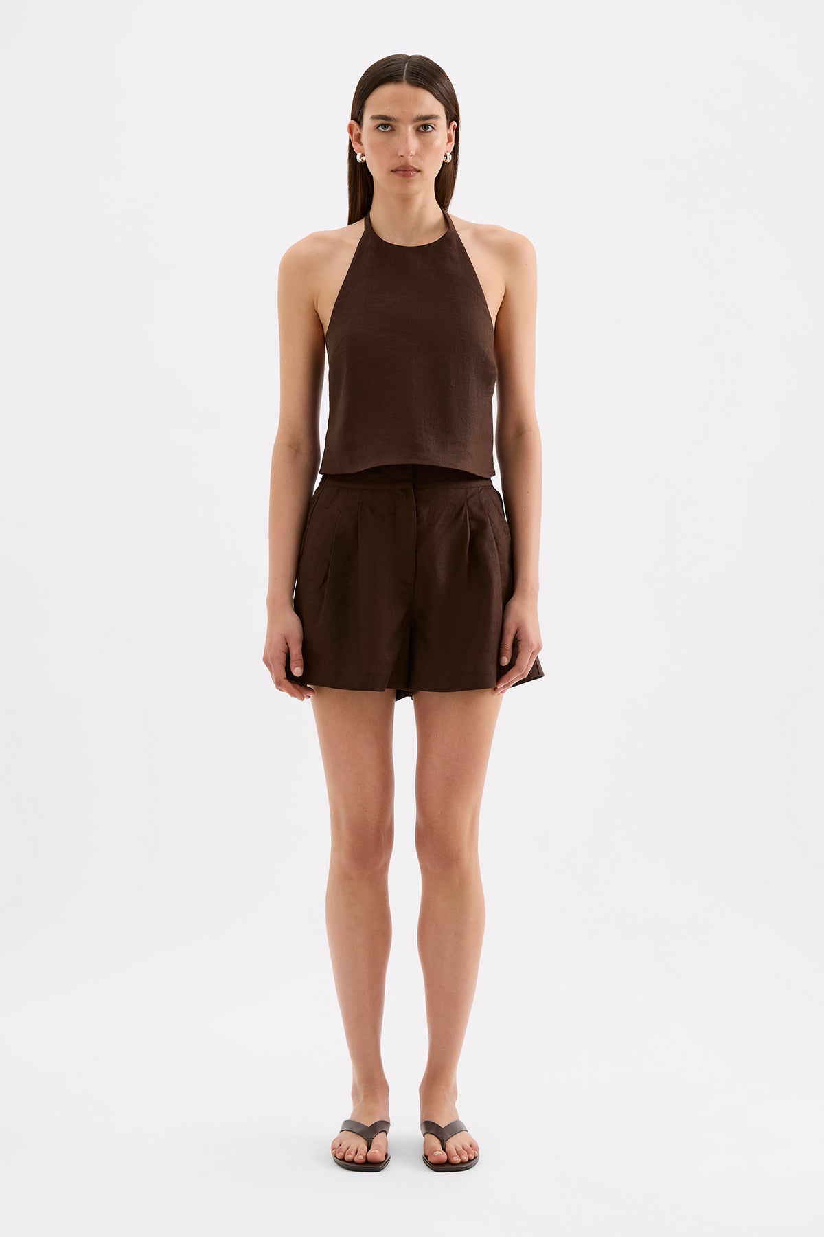 Riya Linen Top Chocolate 