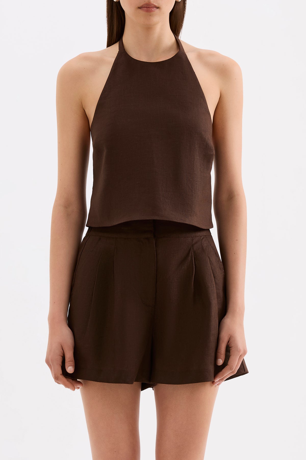 Riya Linen Top Chocolate 