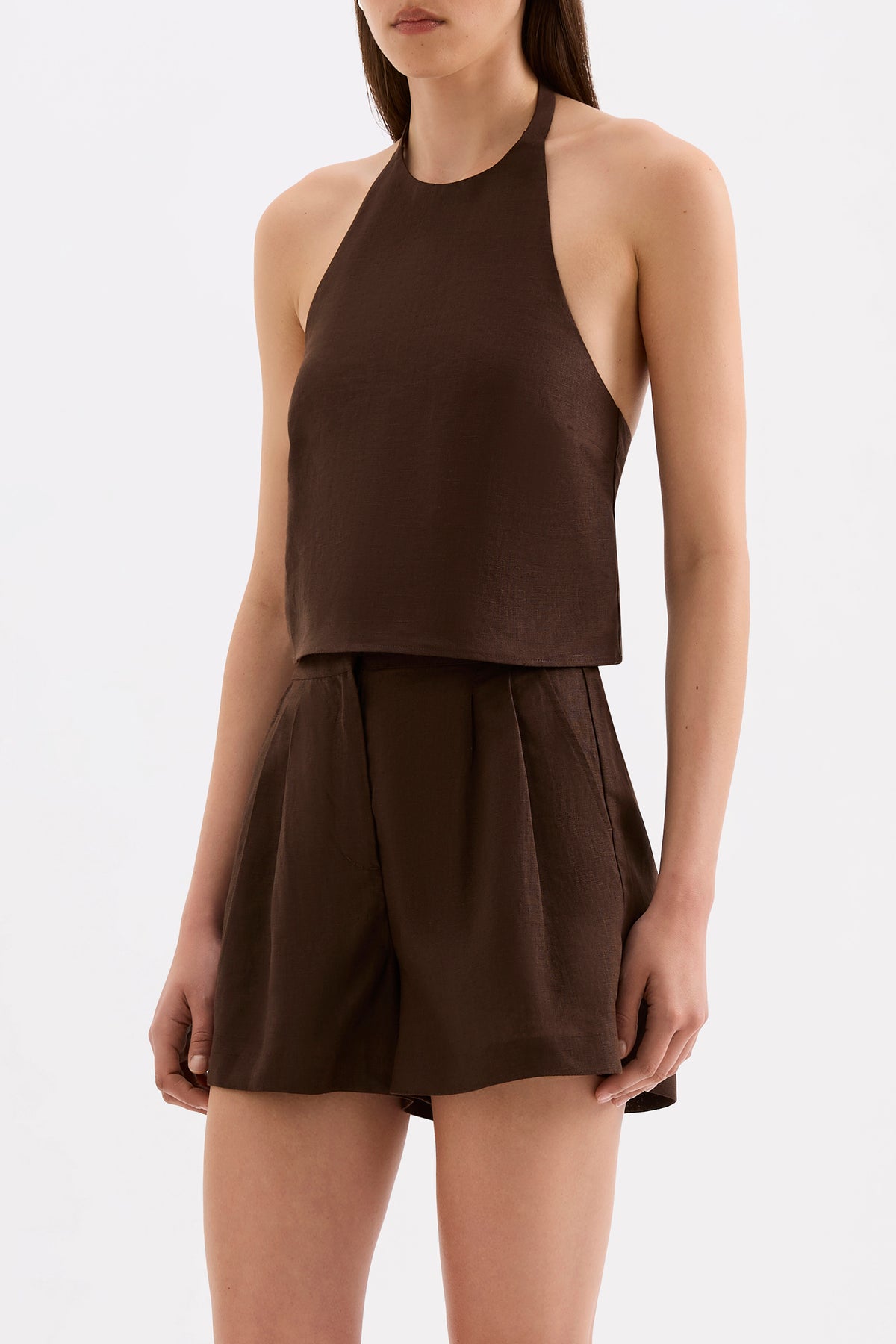 Riya Linen Top Chocolate 