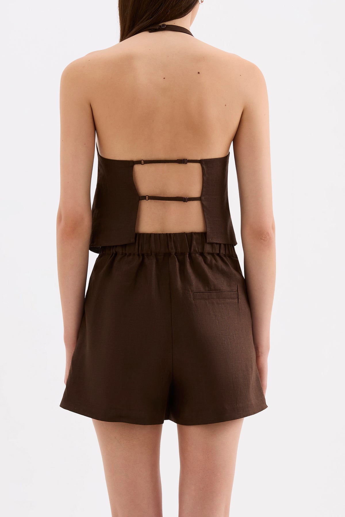 Riya Linen Top Chocolate 
