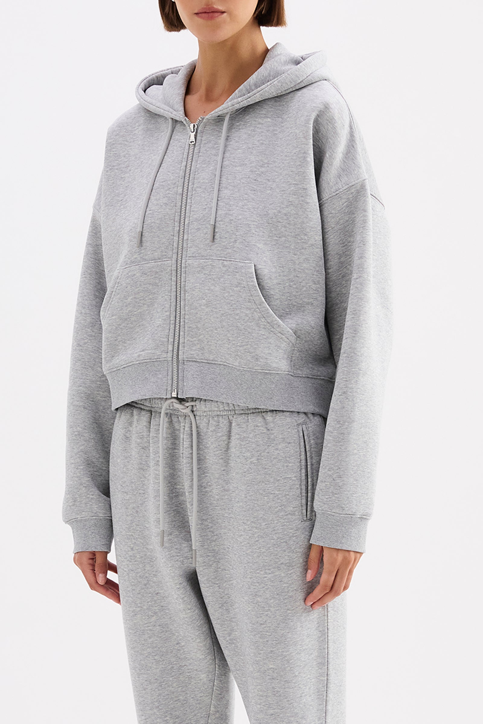 Carter Zip Up Hoodie Grey Marle 