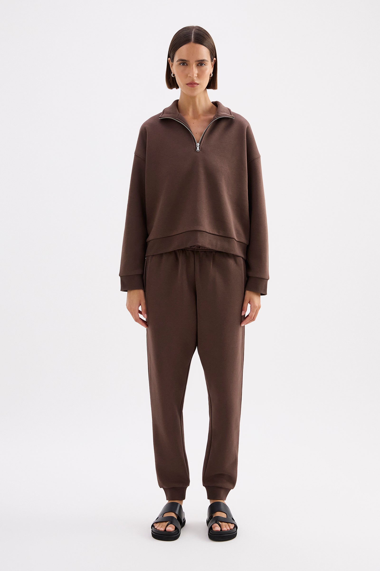 Carter Classic Zip Front Sweat Chocolate 