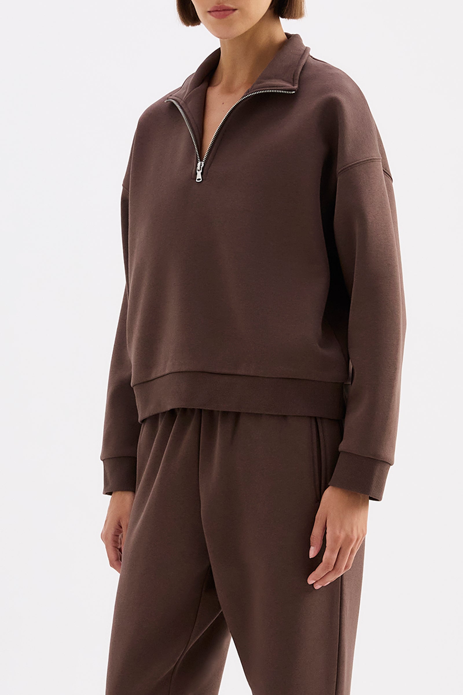 Carter Classic Zip Front Sweat Chocolate 