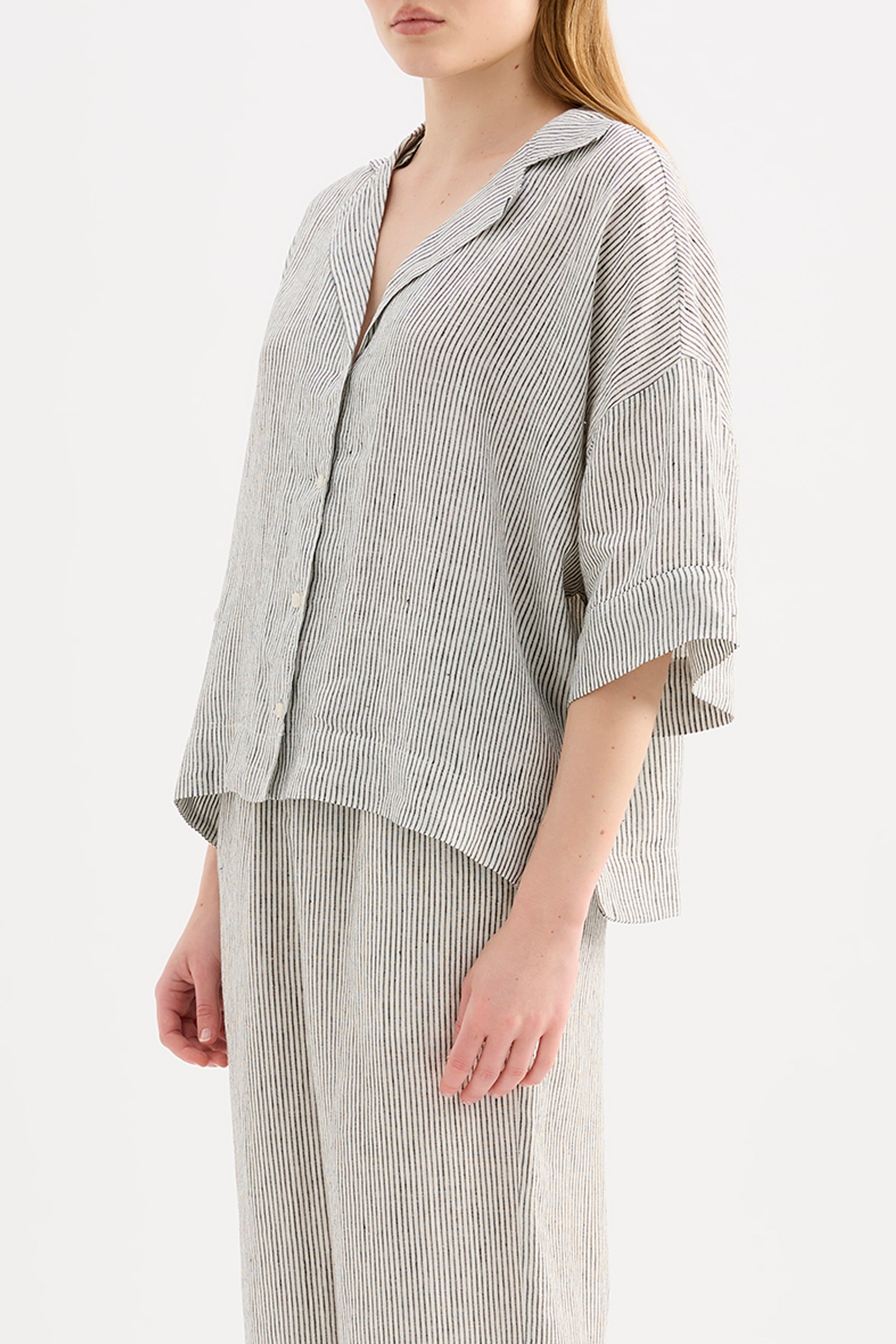 Lounge Stripe Linen Shirt Pinstripe 