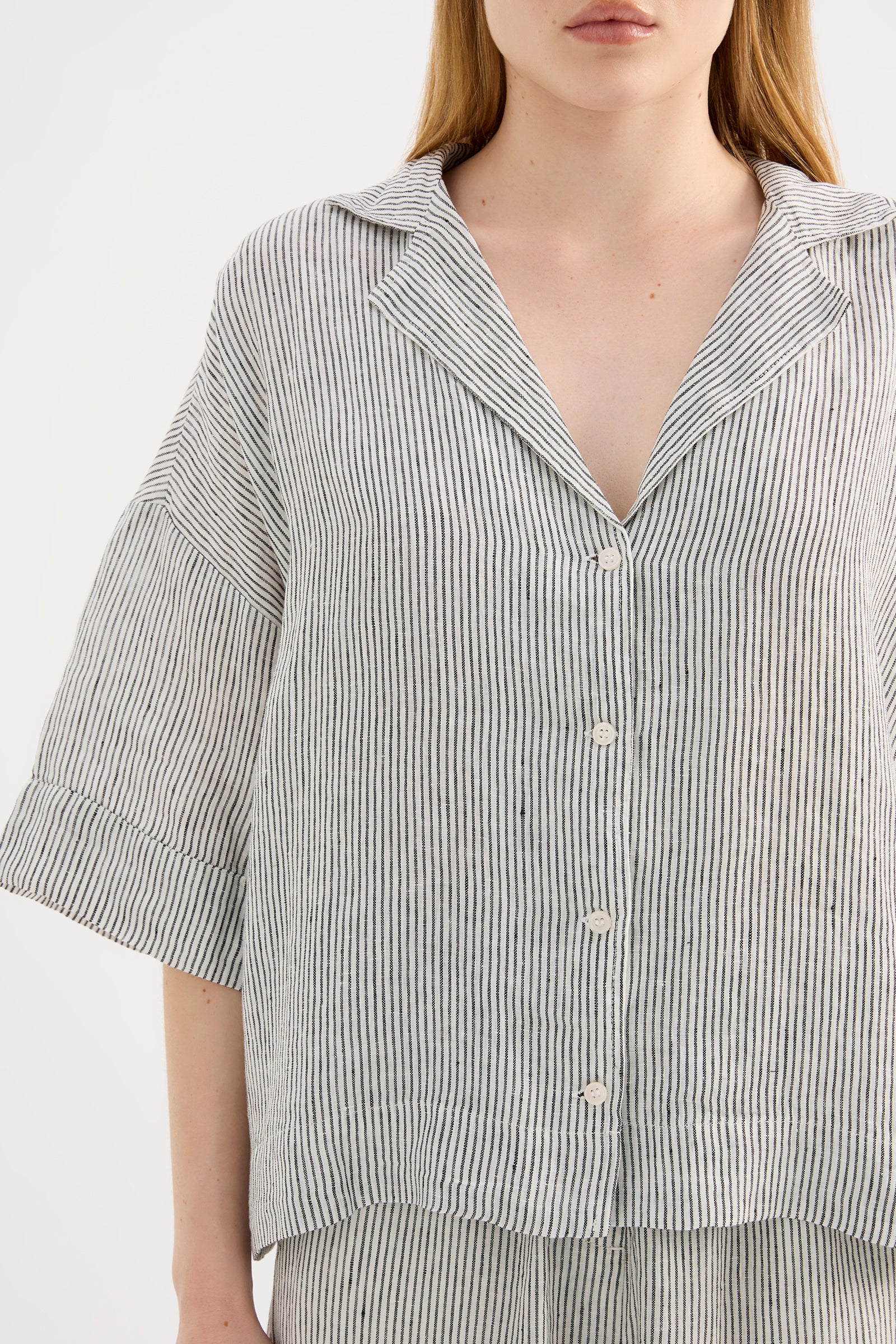 Lounge Stripe Linen Shirt Pinstripe 