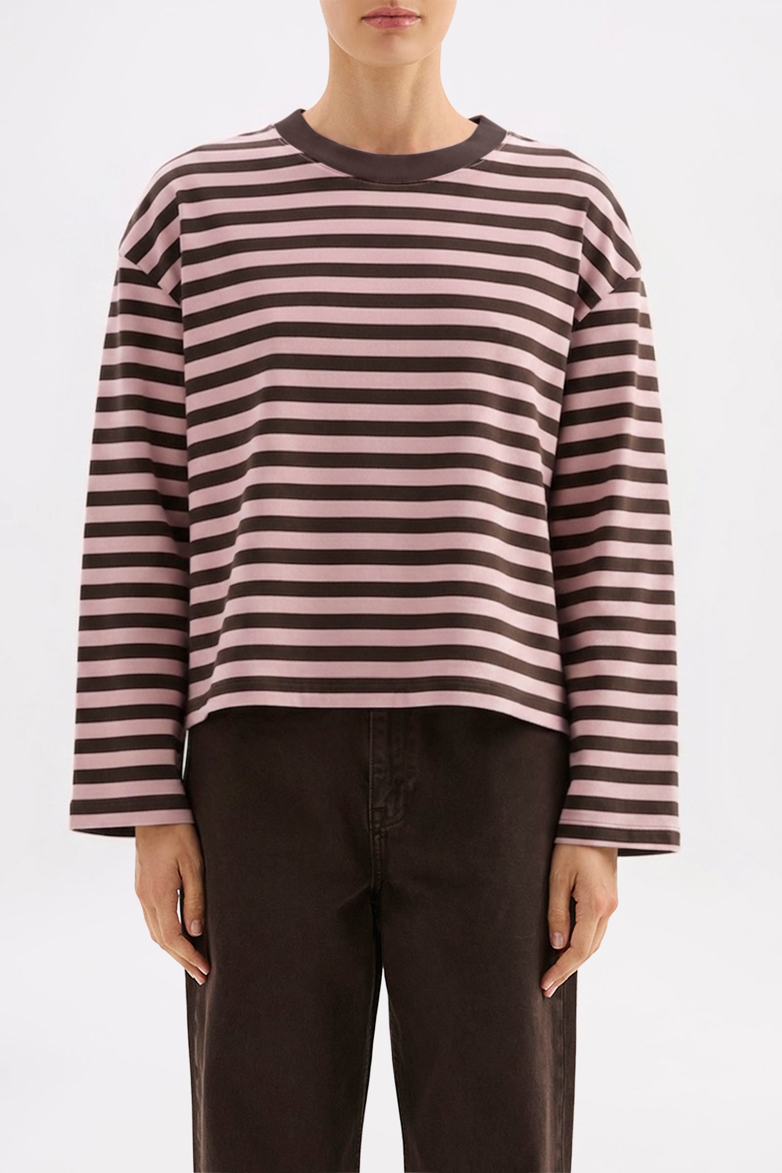 Organic Stripe Ls Tee Blush Stripe 
