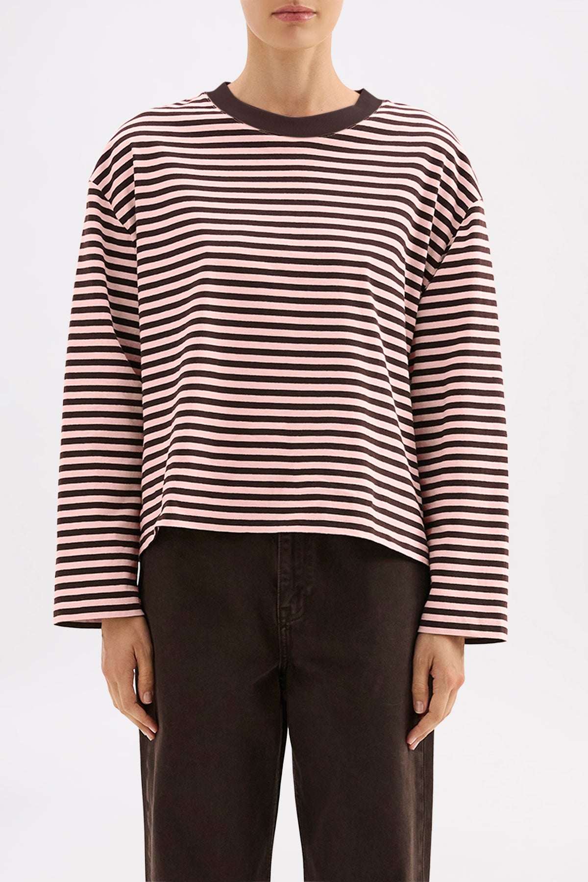 Organic Stripe Ls Tee Blush Stripe 
