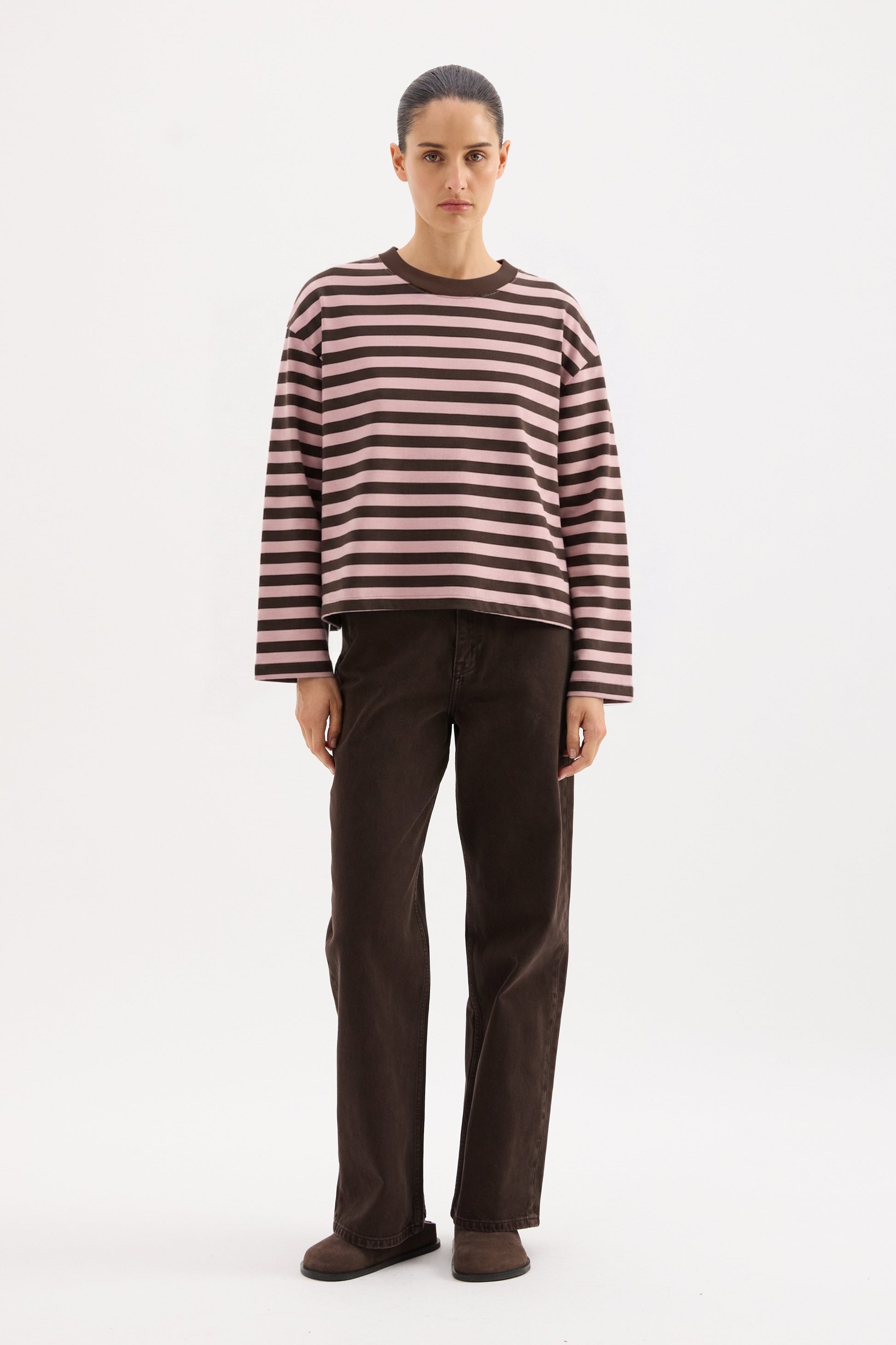 Organic Stripe Ls Tee Blush Stripe 