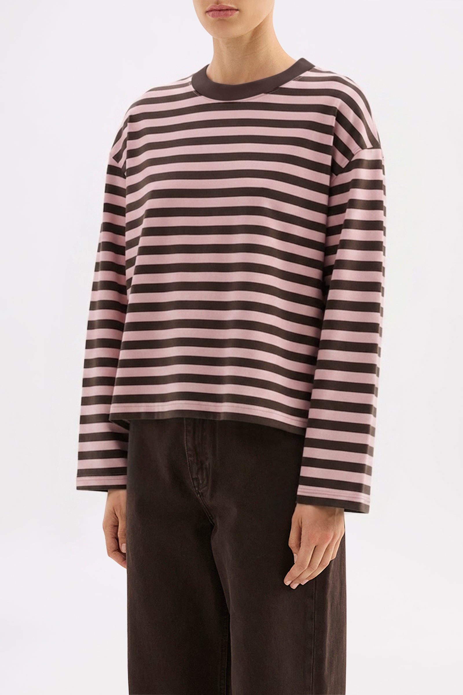 Organic Stripe Ls Tee Blush Stripe 
