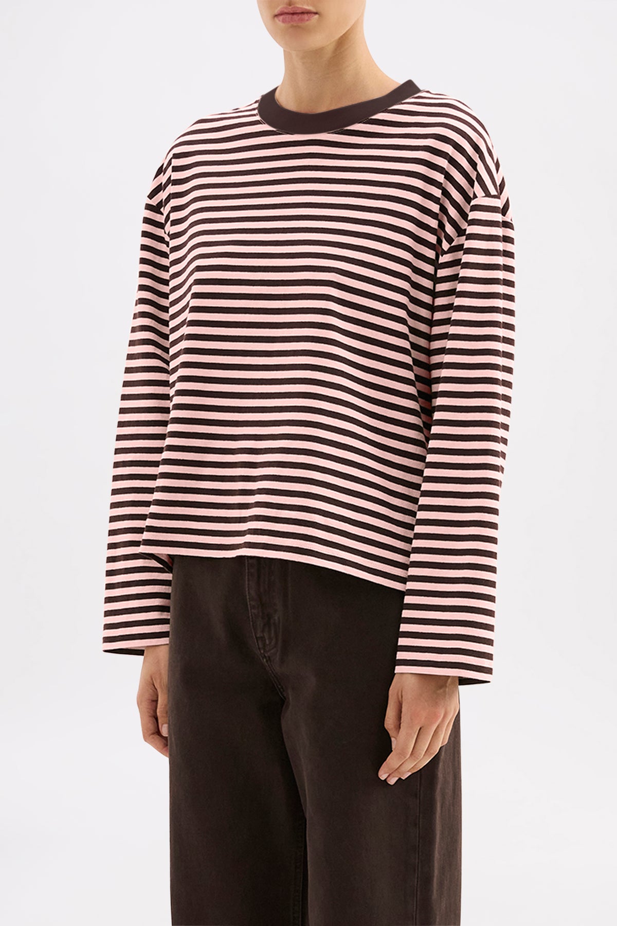 Organic Stripe Ls Tee Blush Stripe 