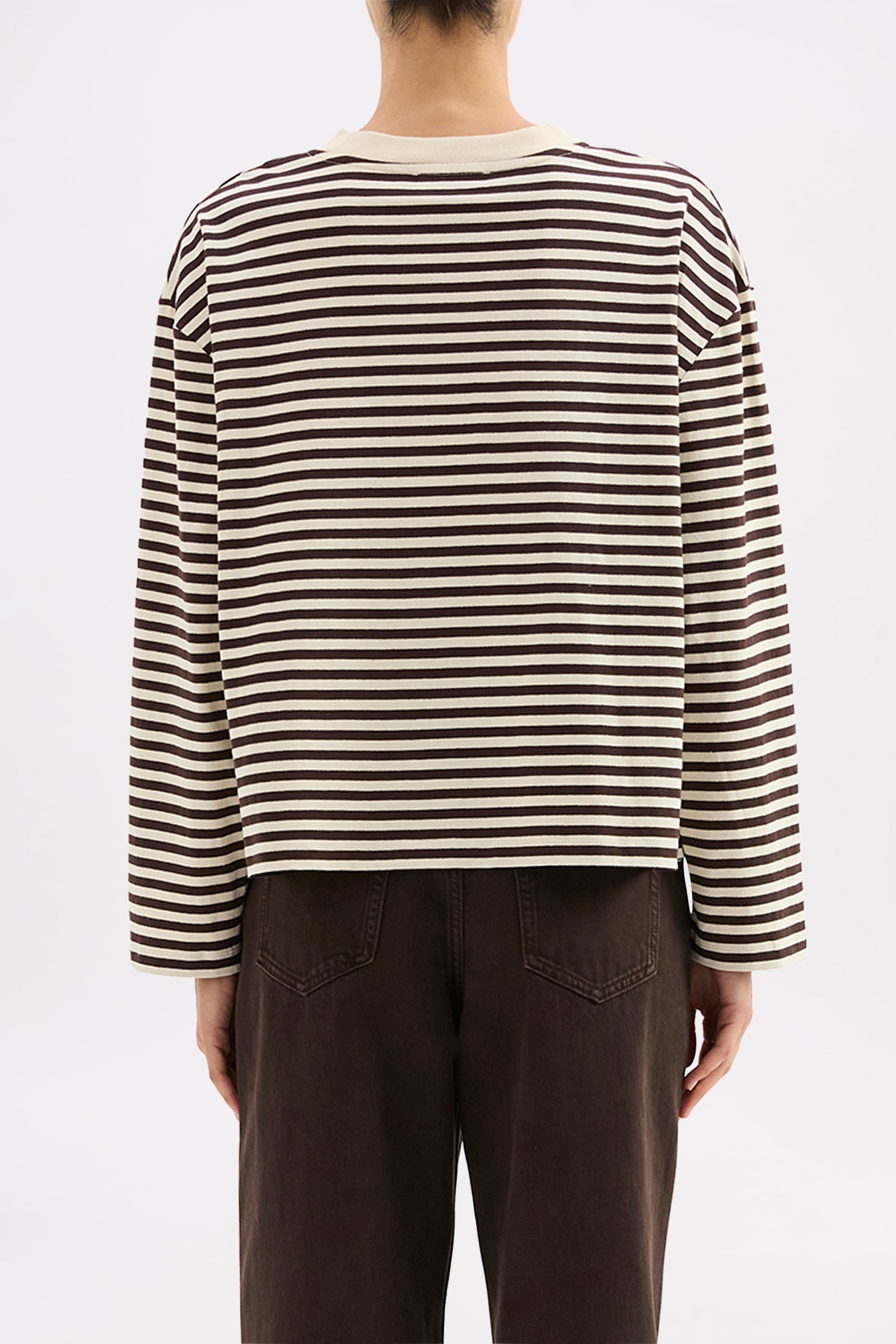 Organic Stripe Ls Tee Espresso Stripe 