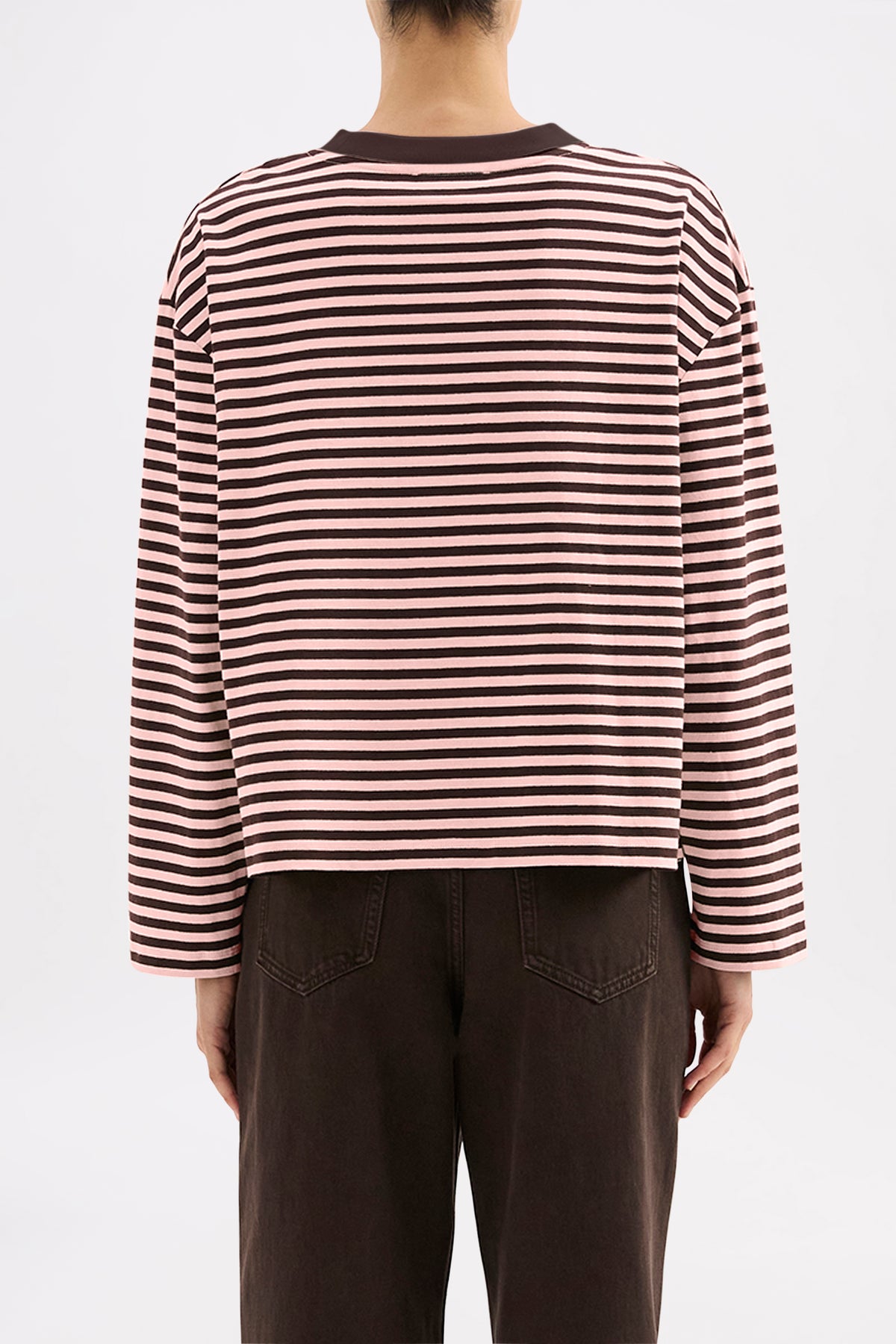 Organic Stripe Ls Tee Blush Stripe 