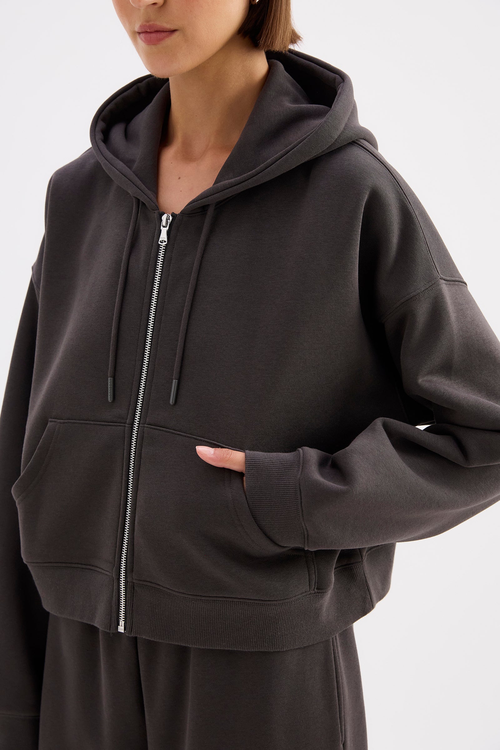 Carter Zip Up Hoodie Coal 