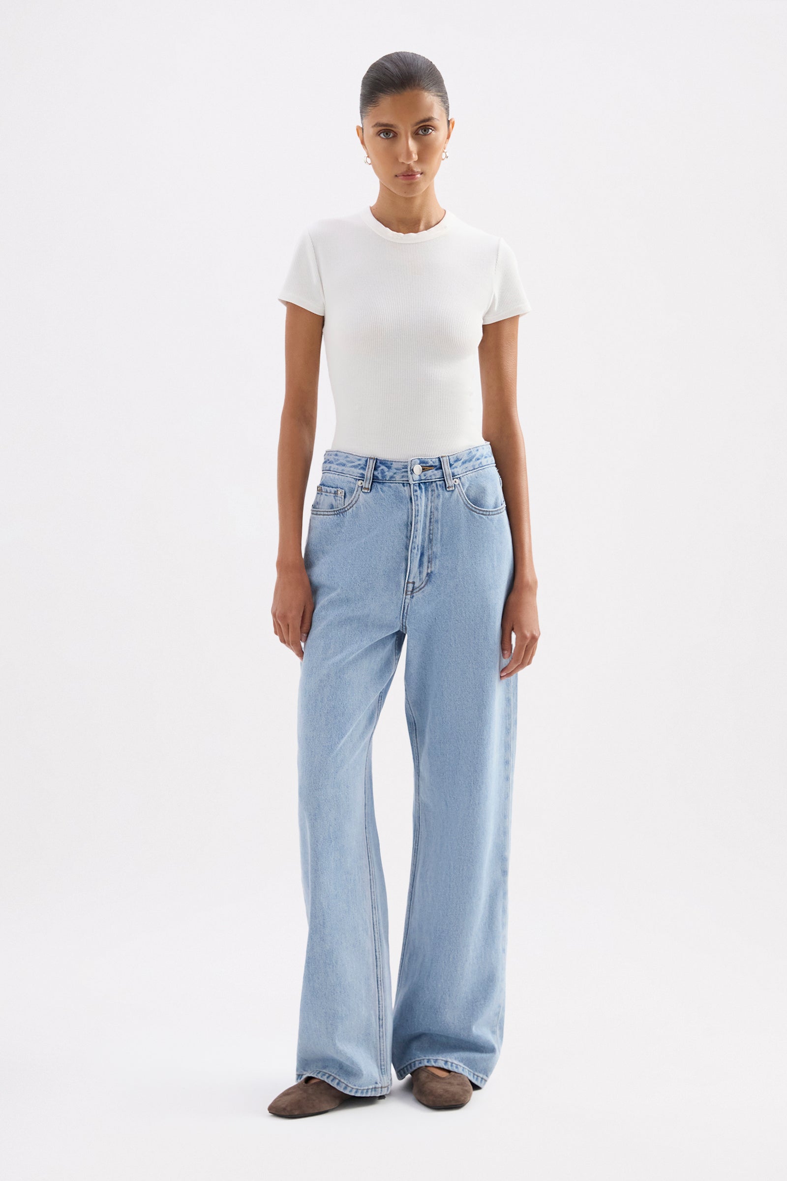 Organic Rib Ss Tee White 