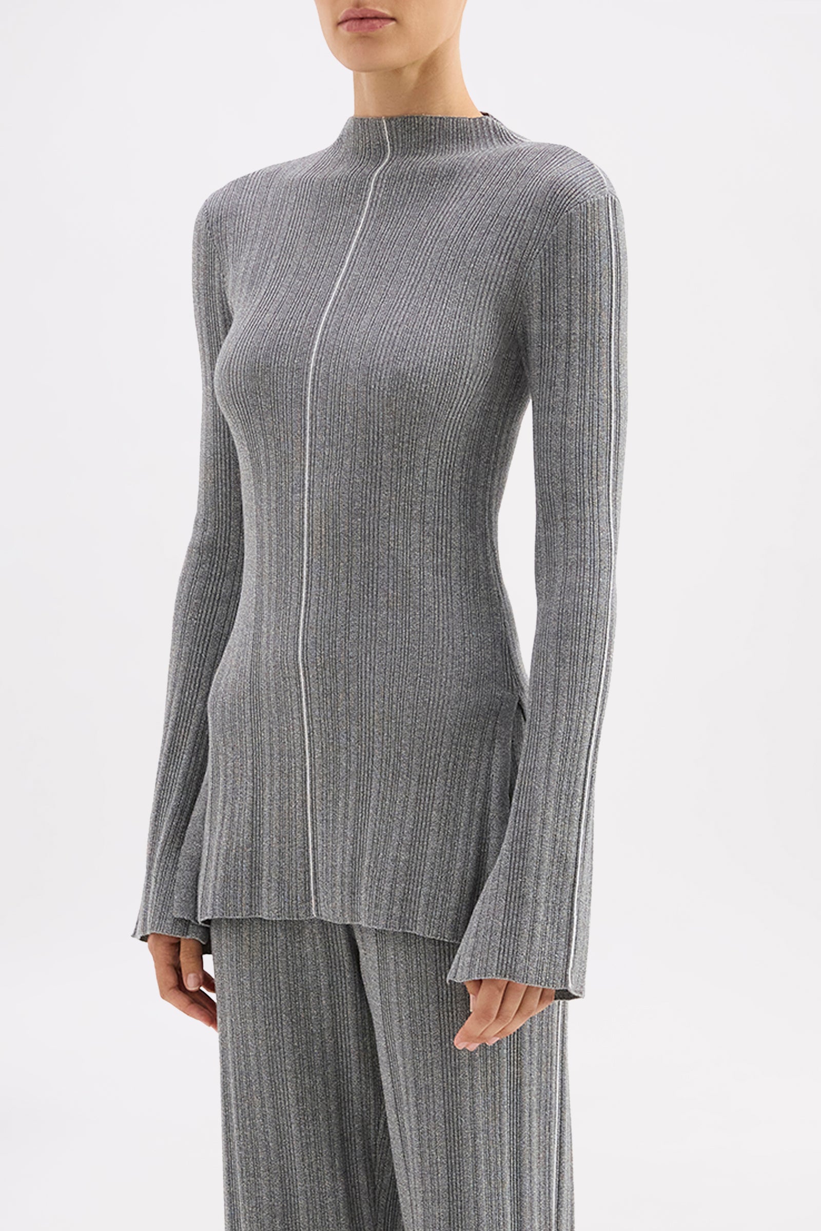 Sedona Knit Top Grey Marle 