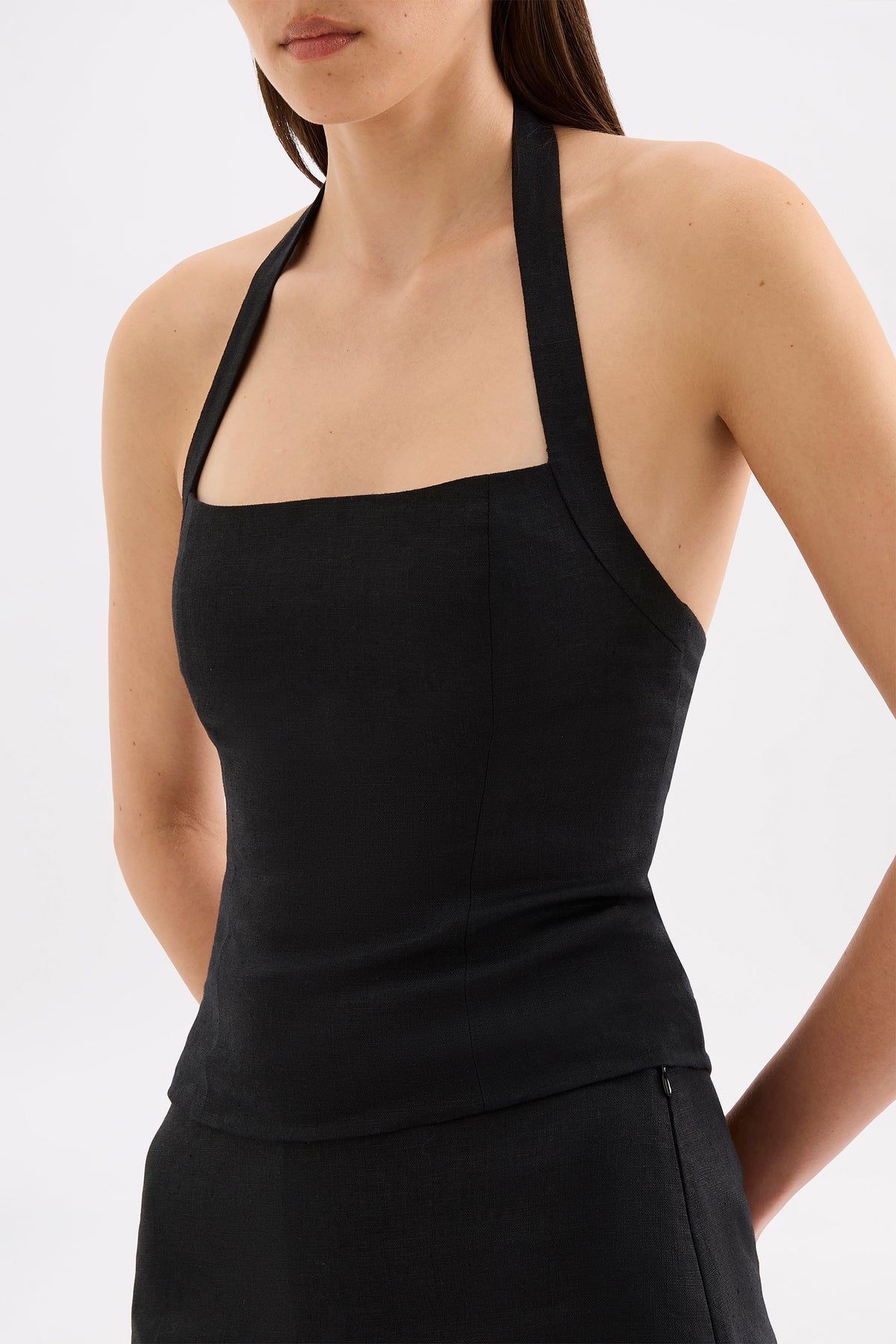 Carey Linen Top Black 