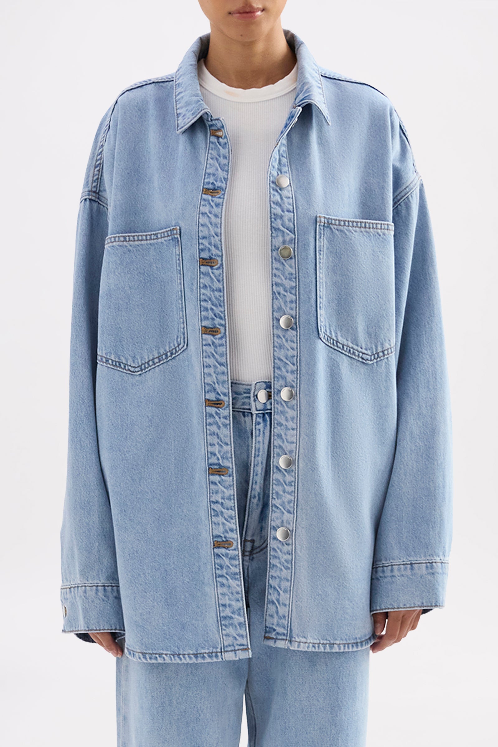 Organic Denim Overshirt Soft Blue 