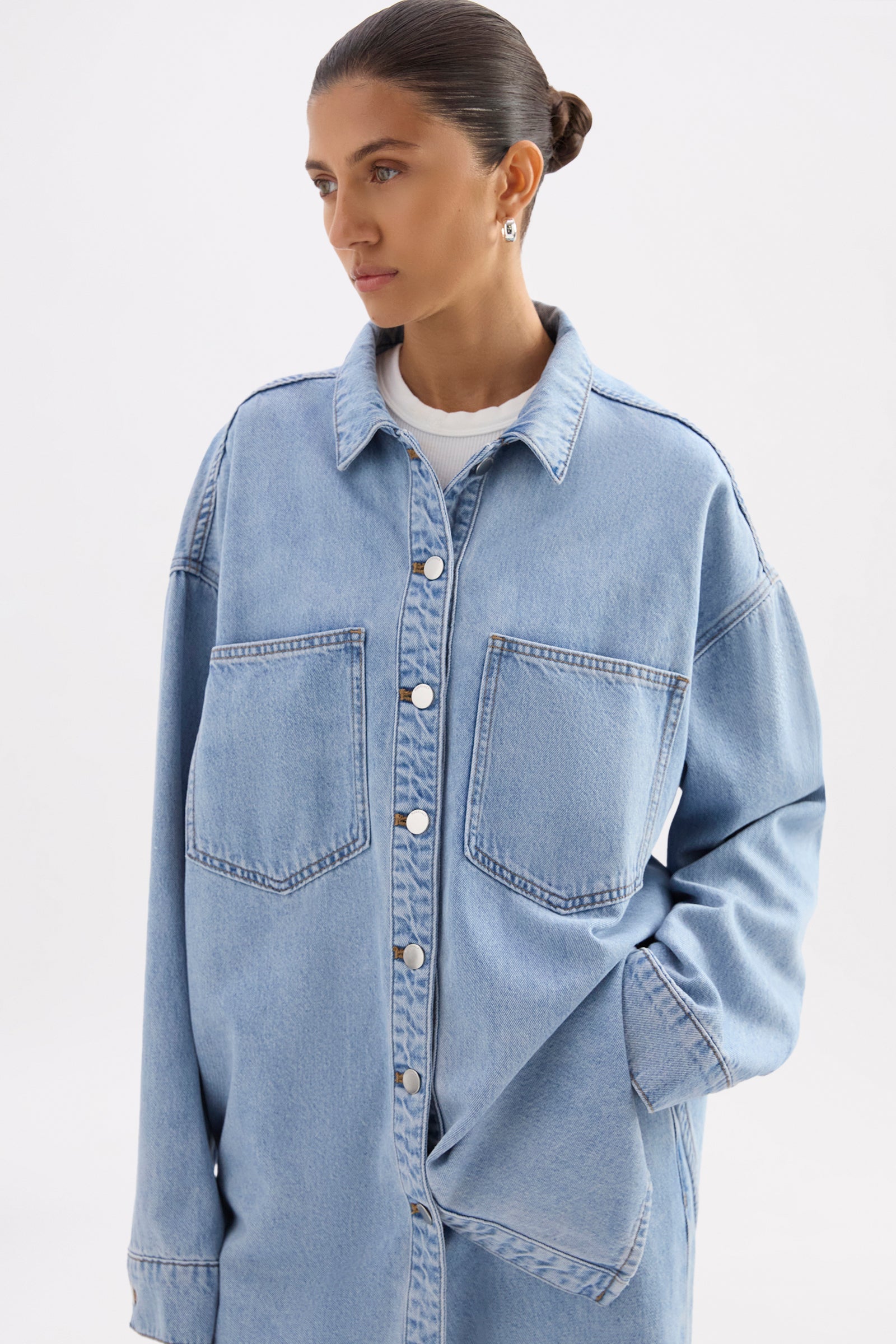 Organic Denim Overshirt Soft Blue 